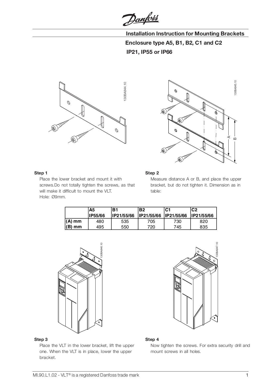 Danfoss Mounting Brackets Installation guide