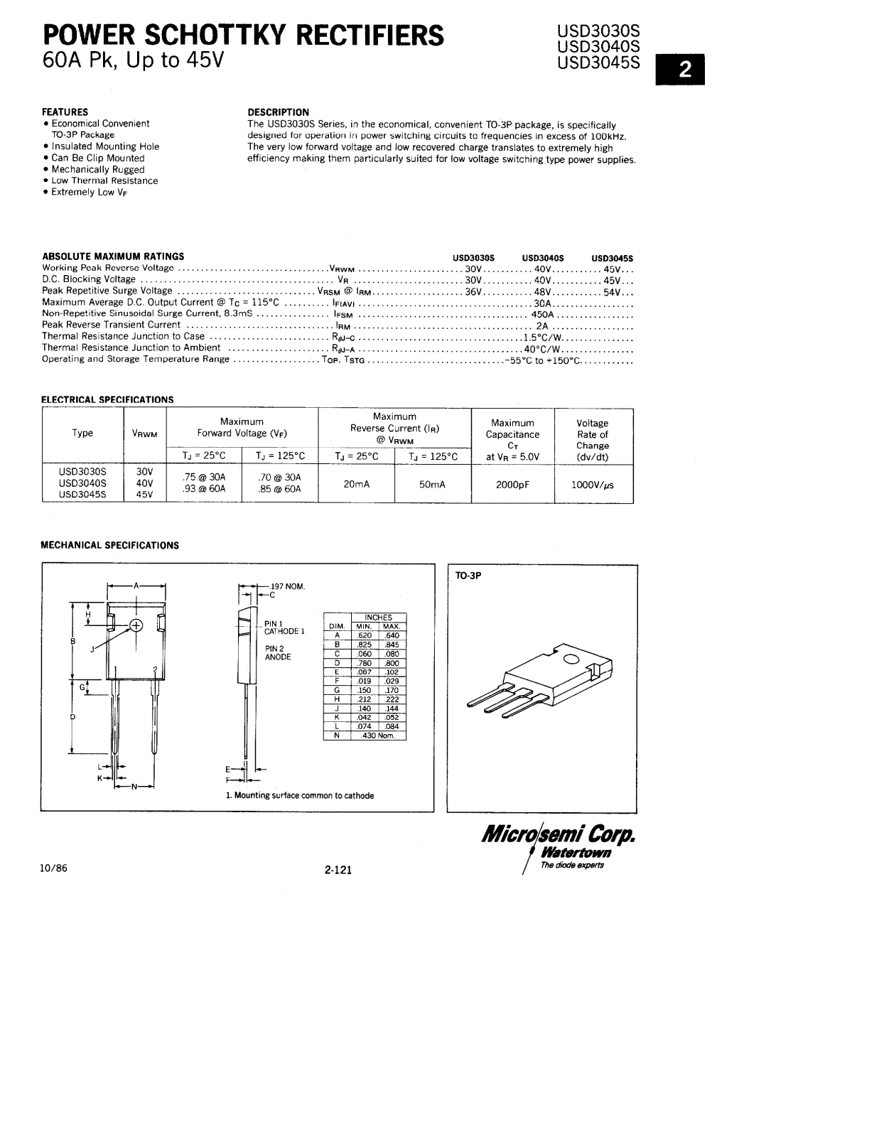 Microsemi USD3045S, USD3040S, USD3030S Datasheet