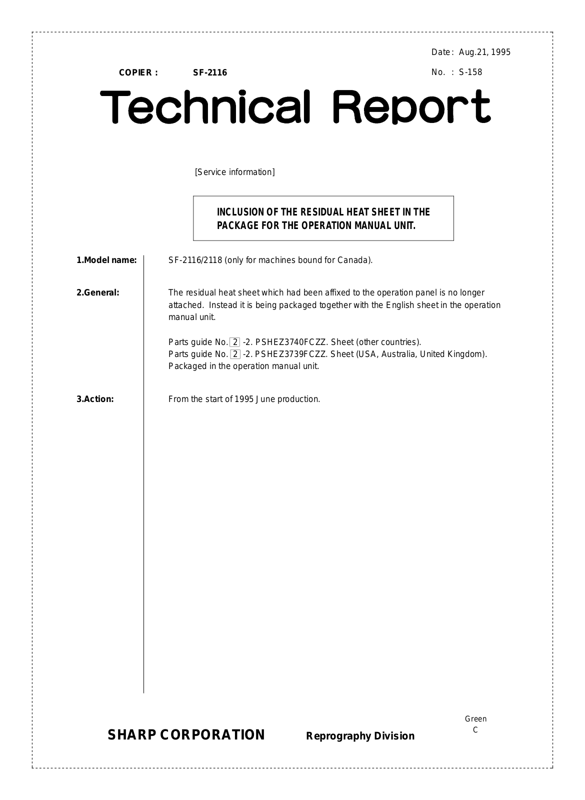 SHARP S158 Technical Report