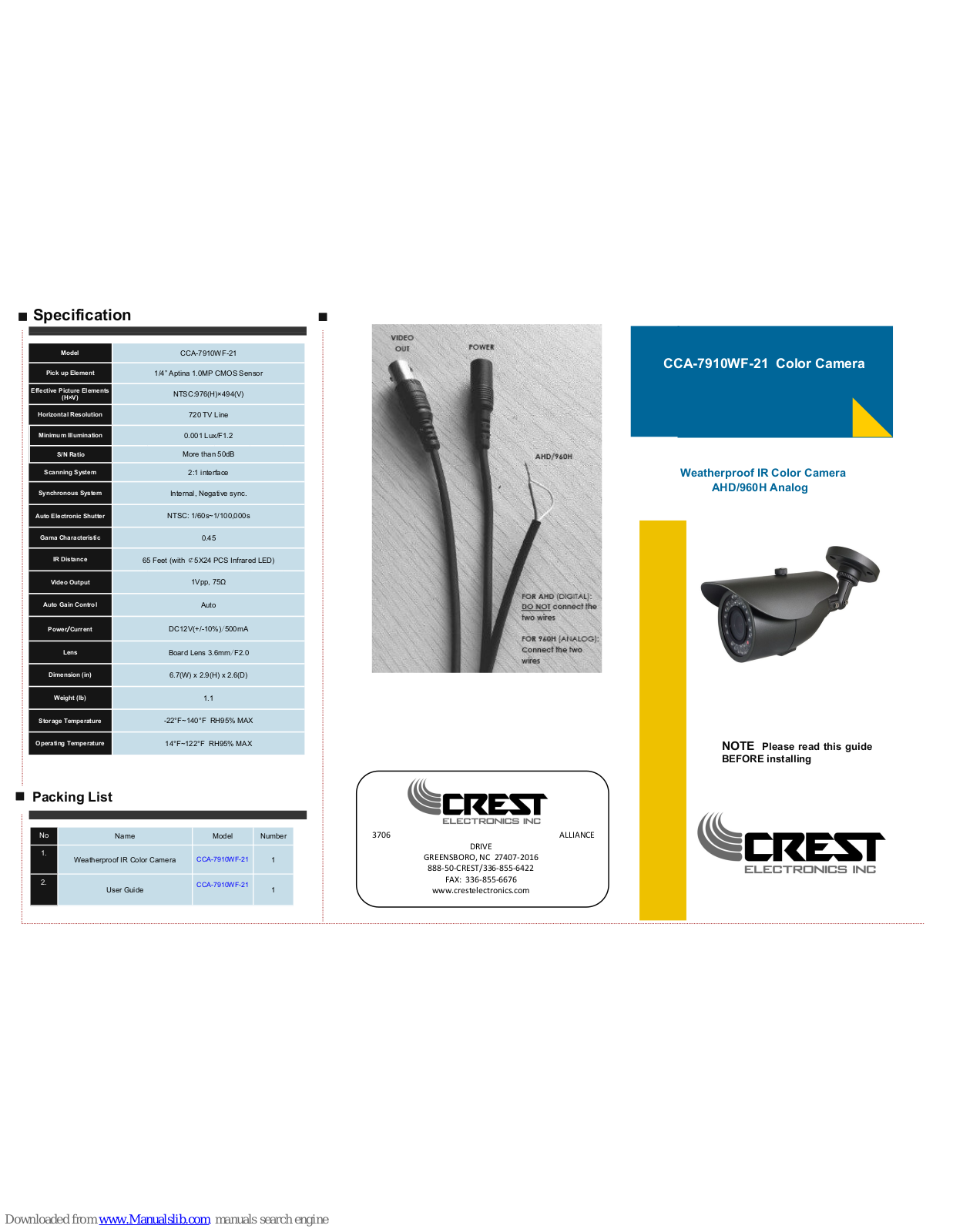 Crest Electronics CCA-7910WF-21 User Manual - ManualMachine.com