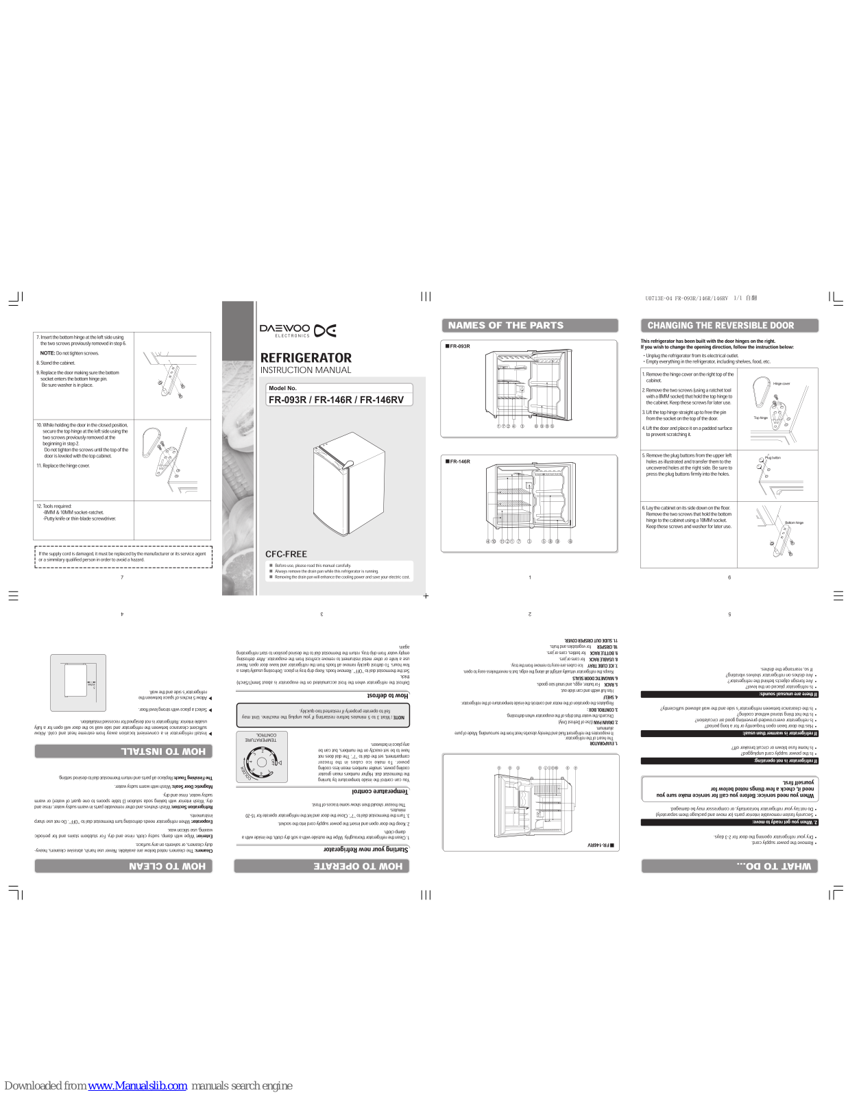 Daewoo FR-093R, FR-146RV, FR-146R Instruction Manual