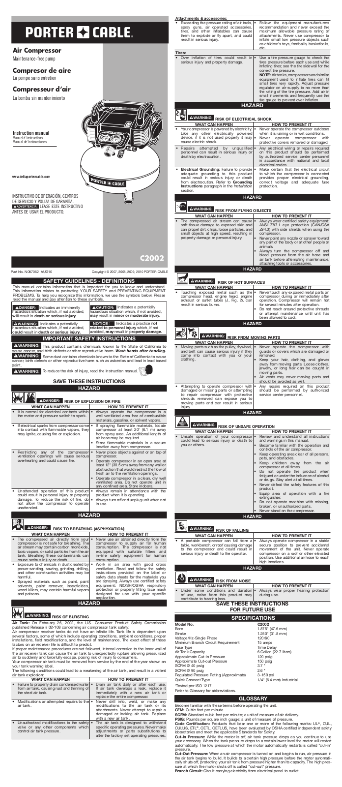 Porter-Cable N087062 User Manual