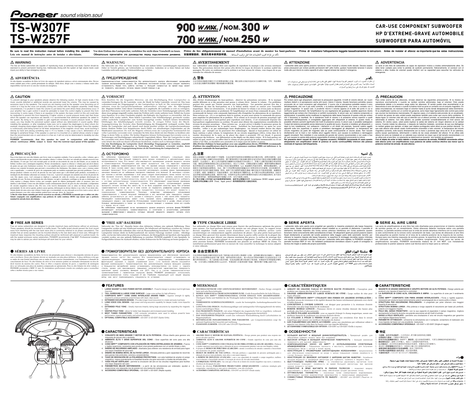 PIONEER TS-W307F User Manual