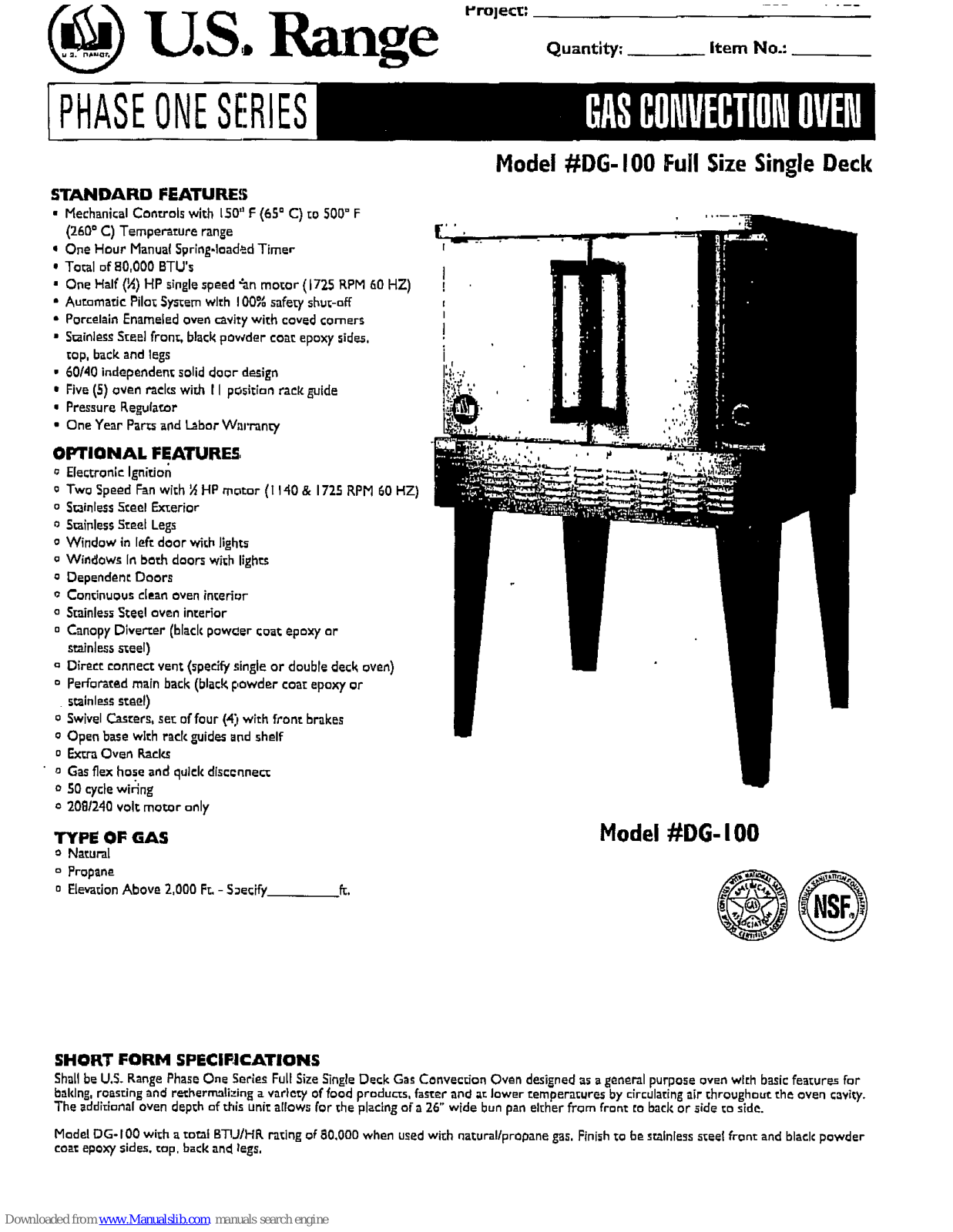 U.S. Range DG-100, Phase One DG-100 Specification