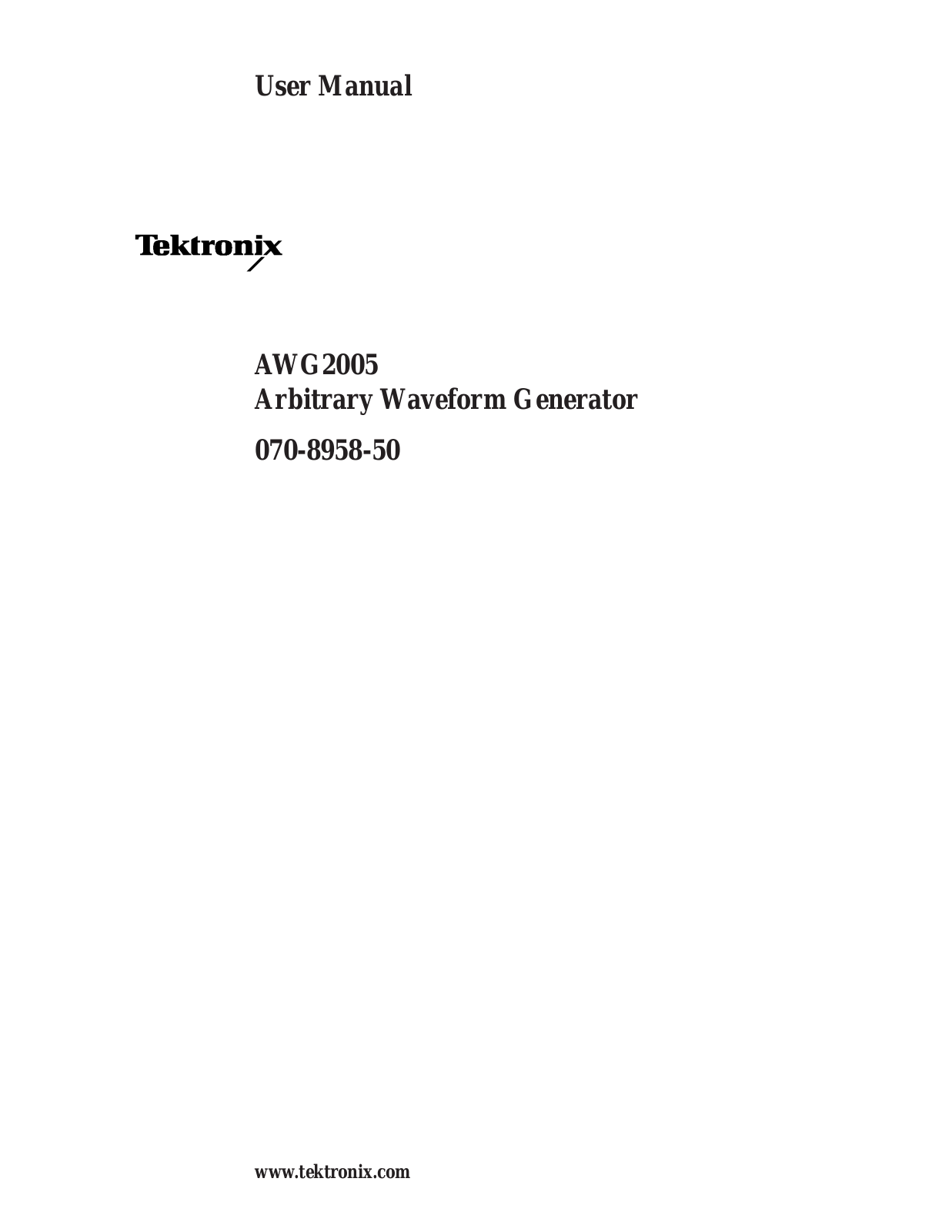 Tektronix AWG2005 User Manual