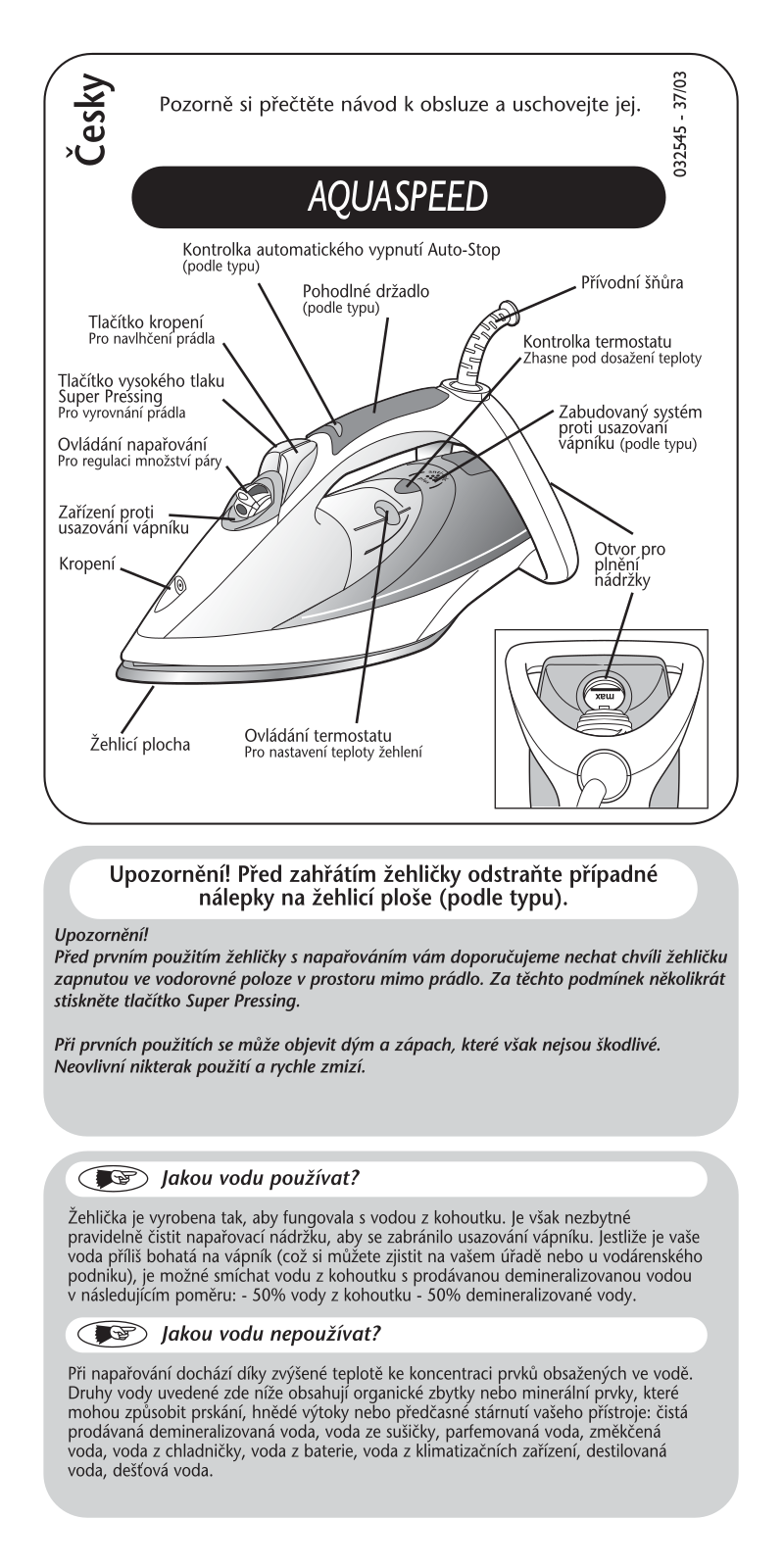 Tefal Aquaspeed 120 FV 5120E0 User Manual