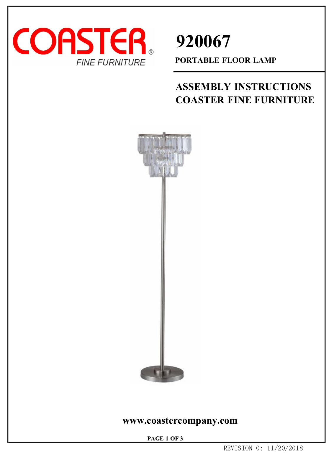 Coaster 920067 Assembly Guide