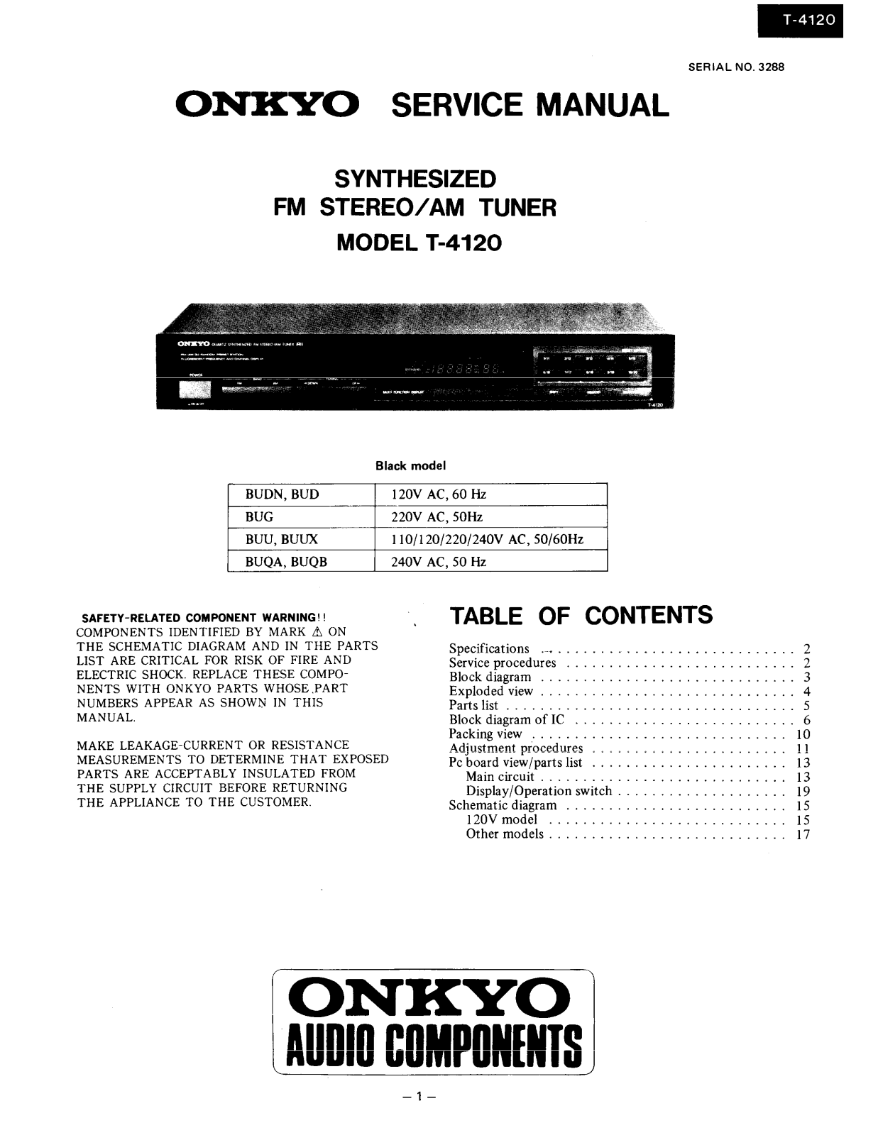 Onkyo T-4120 Service manual