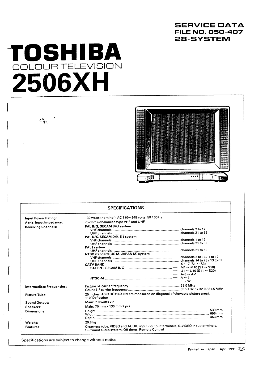 Toshiba 2506XH Service Manual