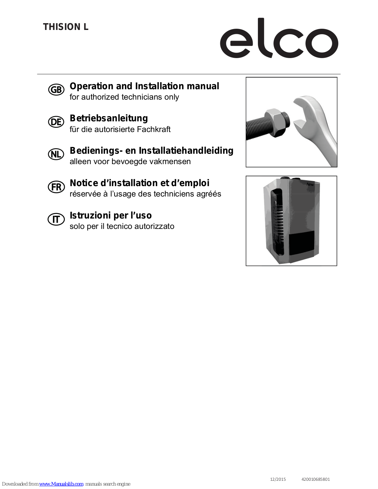 elco THISION L Operation And Installation Manual