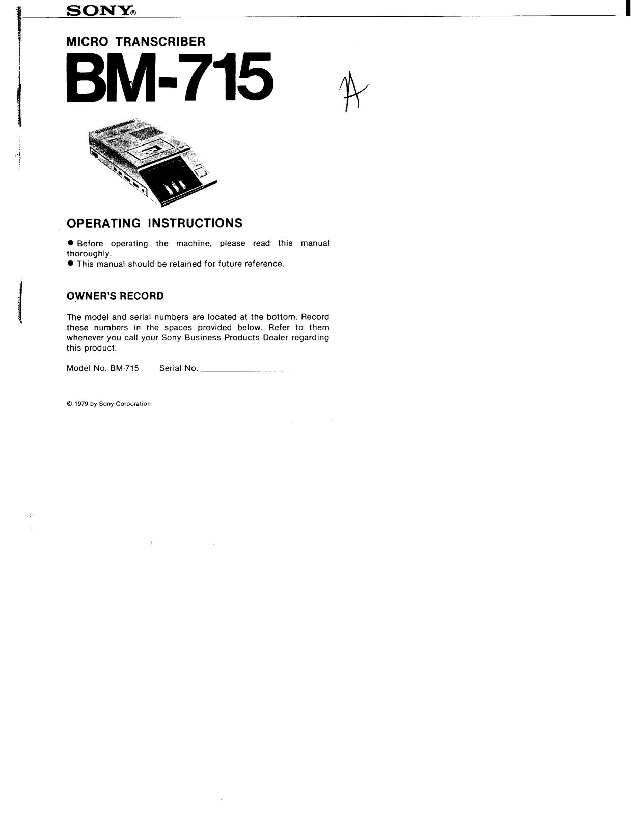 Sony BM-715 User Manual
