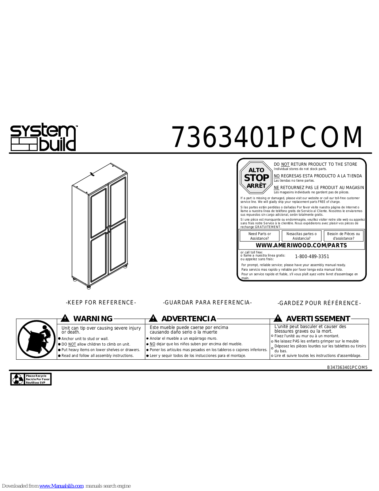 System Build 7363401PCOM Assembly Instructions Manual