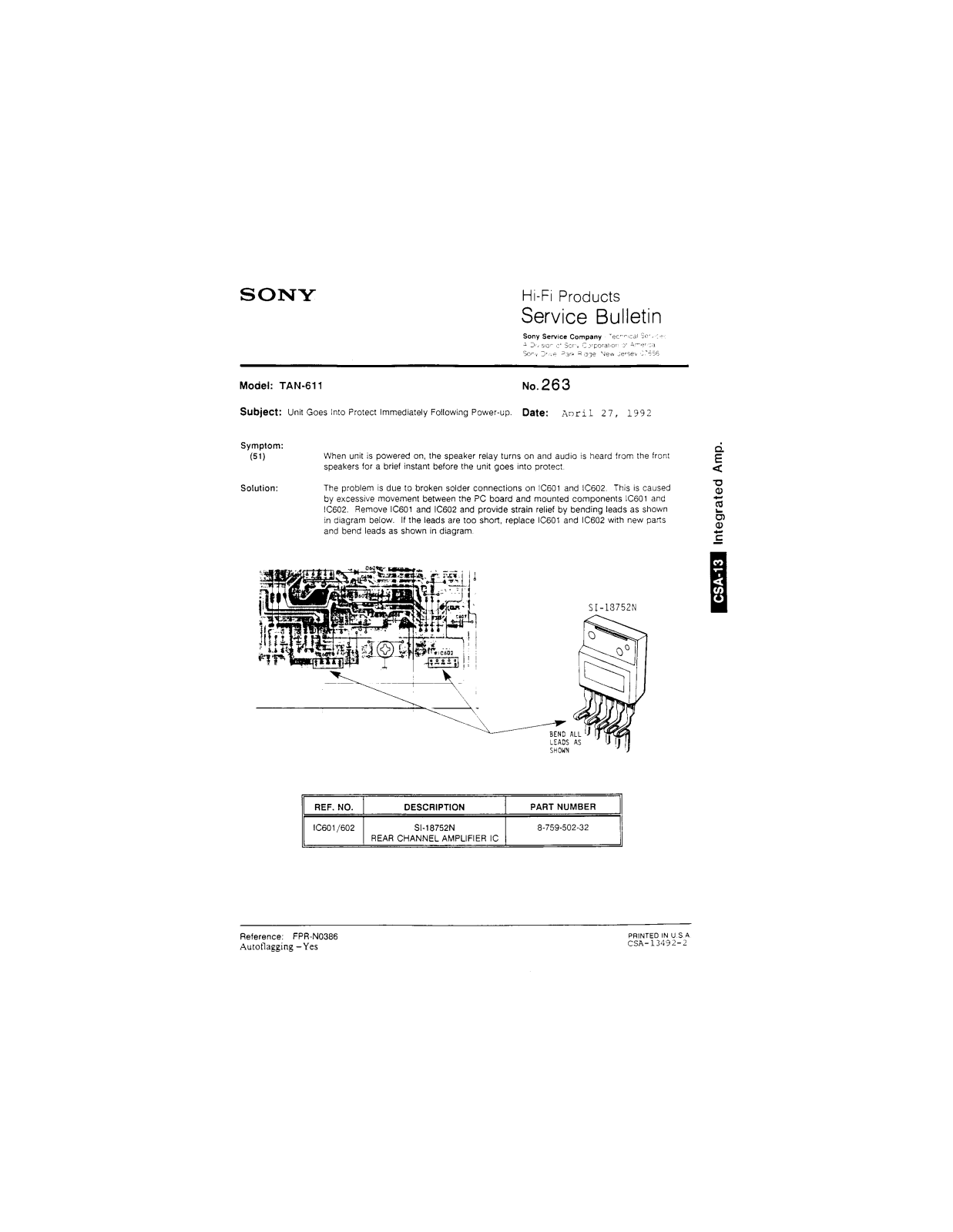 Sony TAN-611 Service Manual