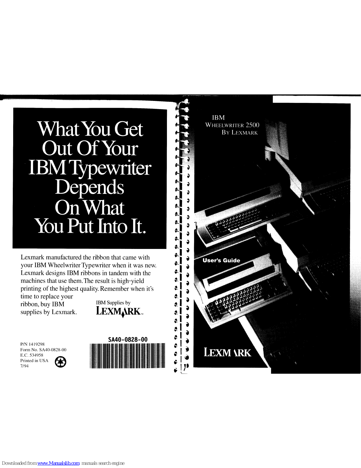 IBM Wheelwriter 2500 User Manual