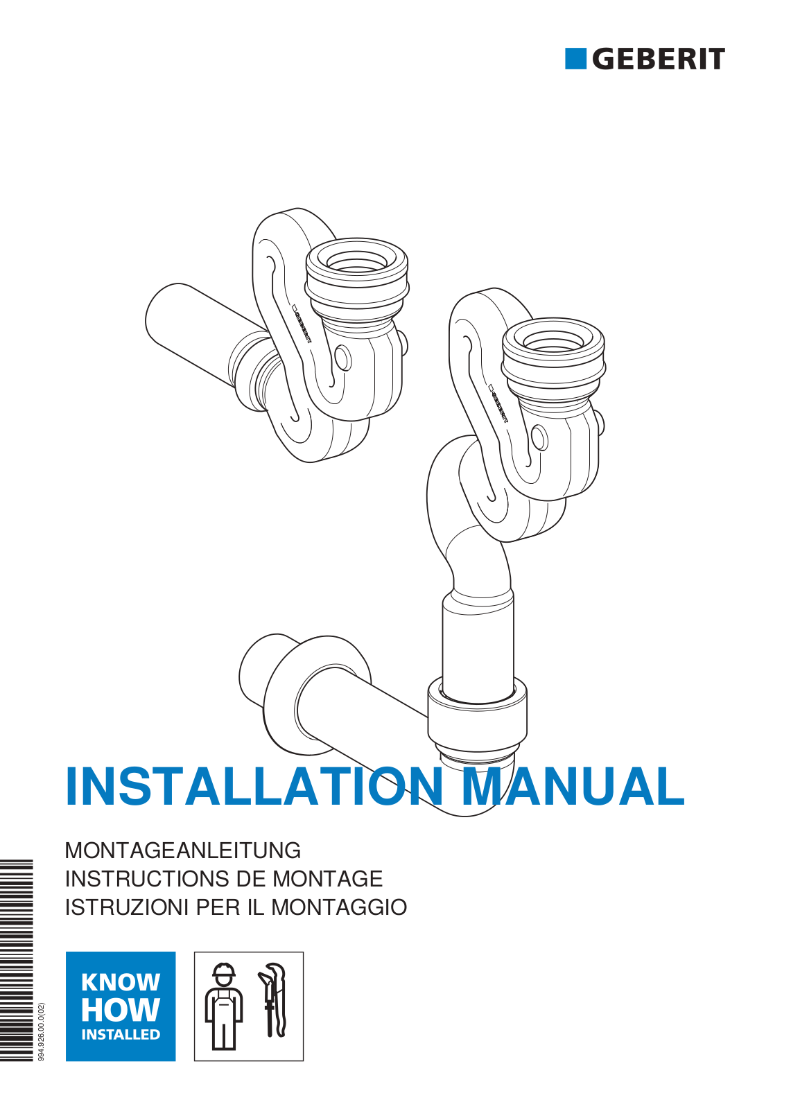 Geberit 152.942.11.1 INSTALLATION MANUAL