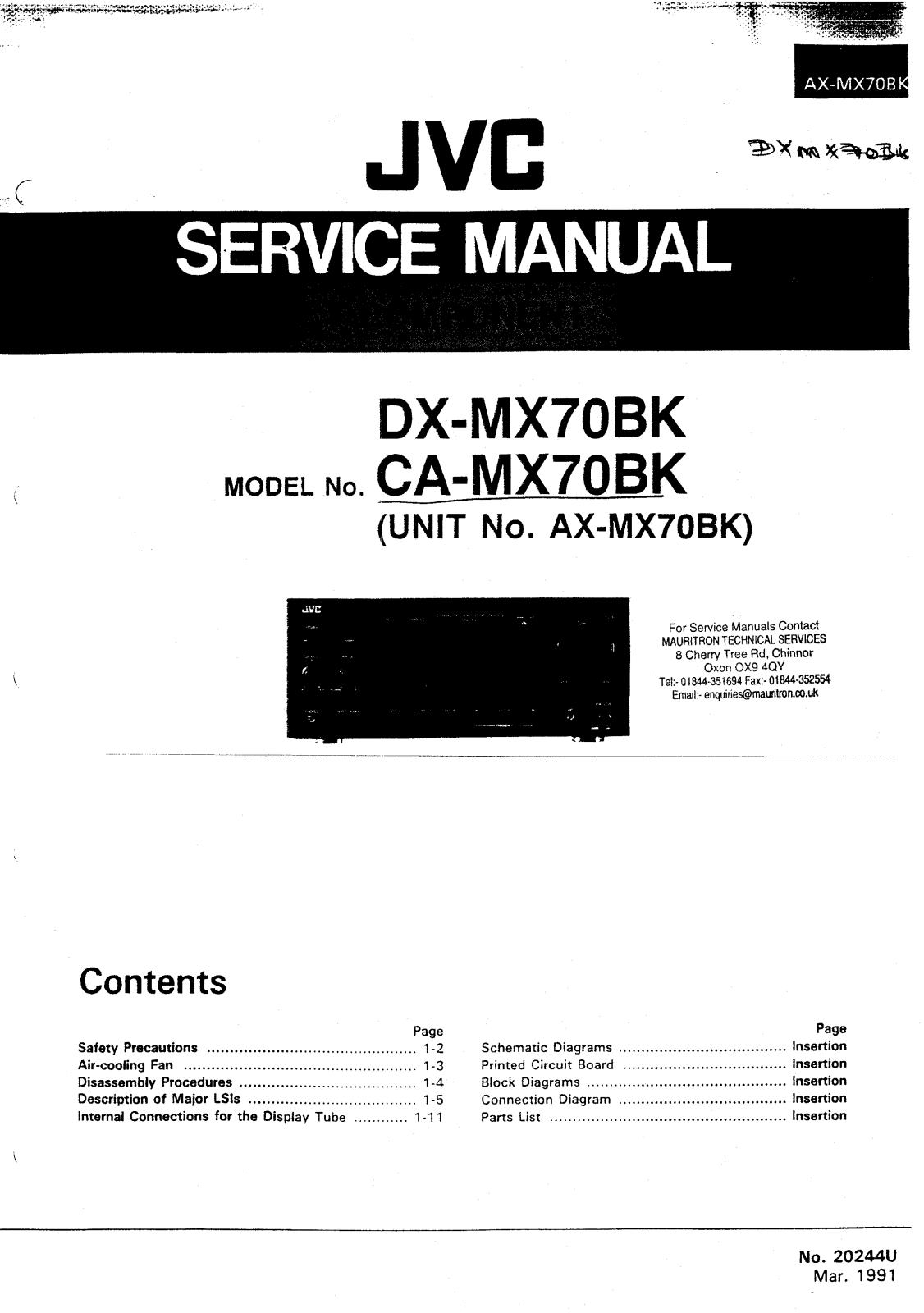 JVC CAMX-70-BK, DXMX-70-BK Service manual