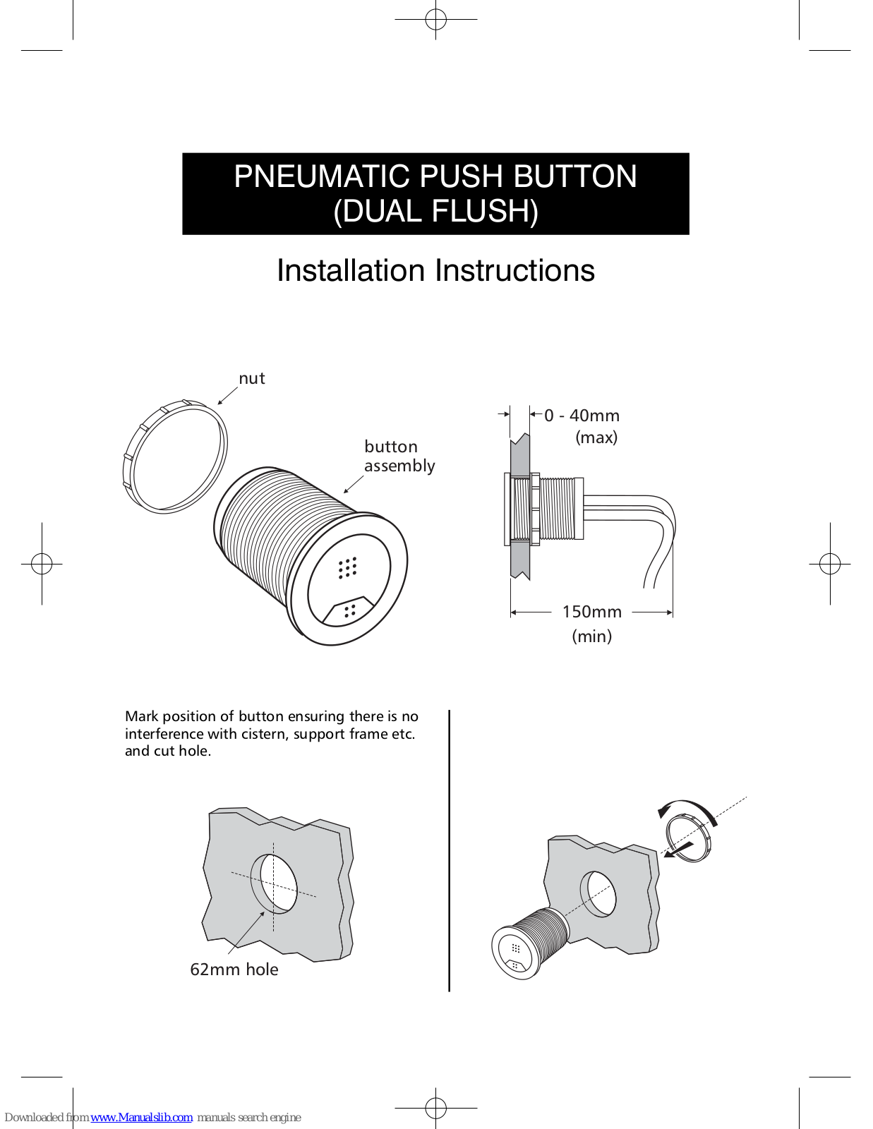 Dudley PNEUMATIC PUSH BUTTON Installation Instructions Manual - ManualMachine.com