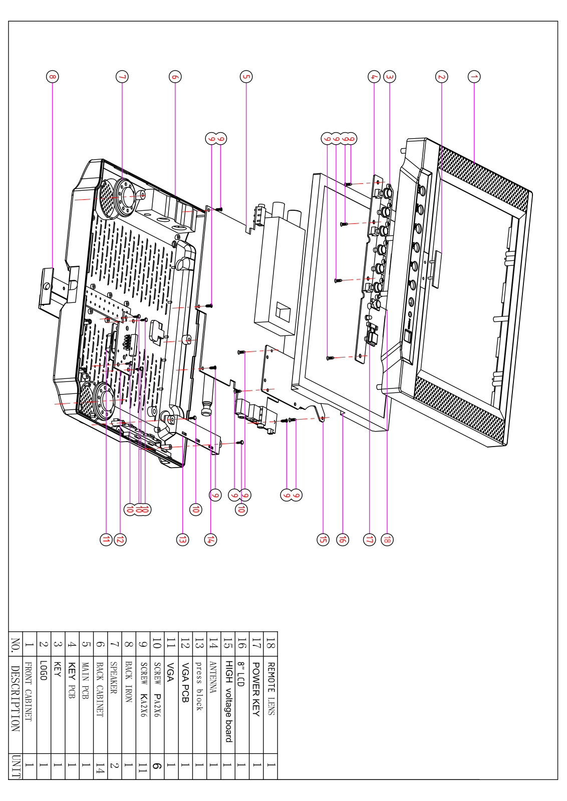 Vitek VT-5002 Exploded view