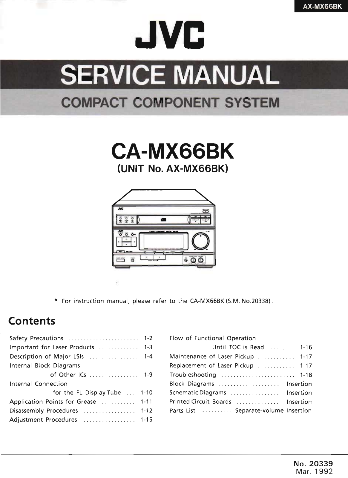 Jvc CA-MX66-BK Service Manual