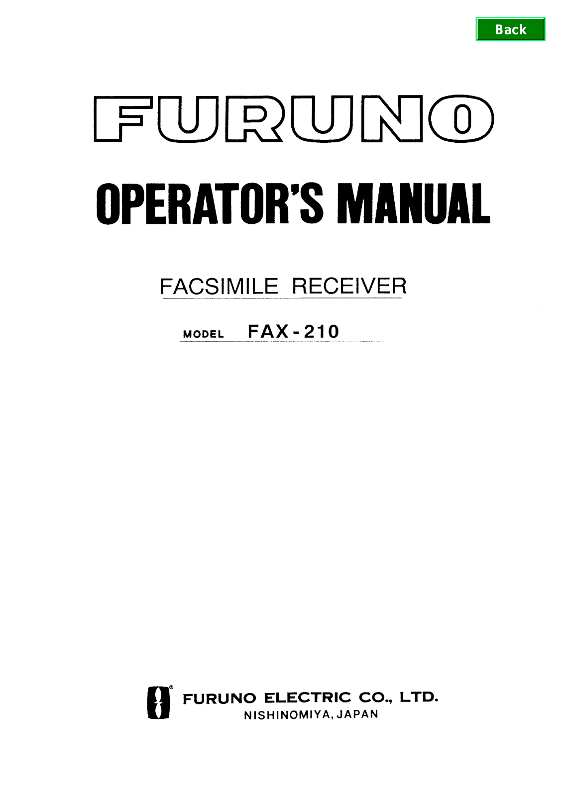 Furuno Fax-210 User Manual