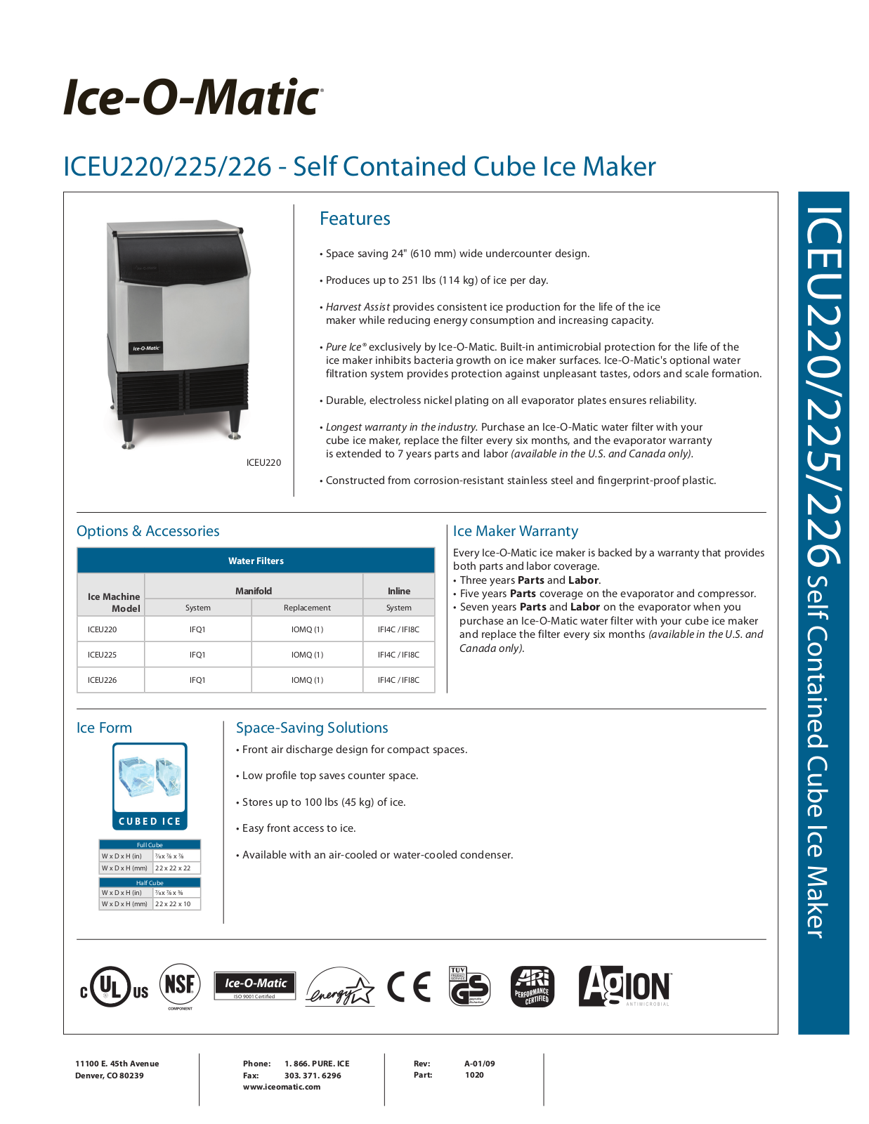 Ice-O-Matic ICEU226 User Manual