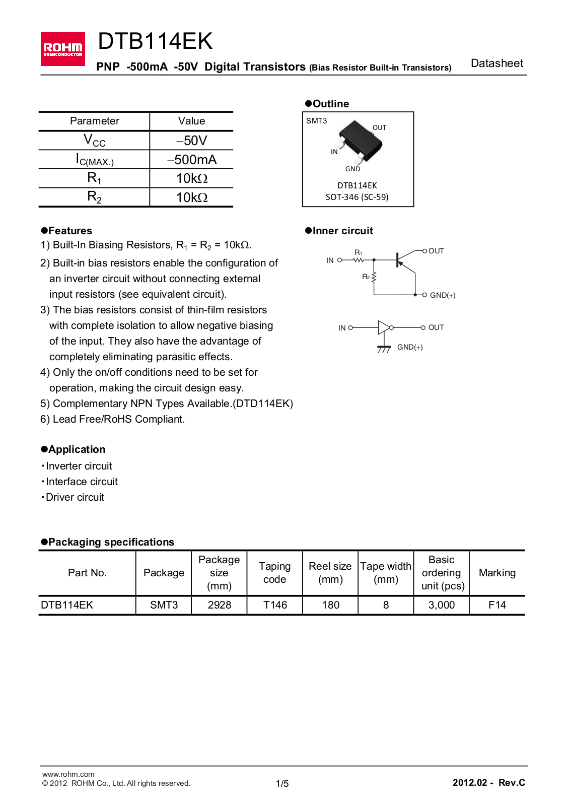 ROHM DTB114EK Technical data