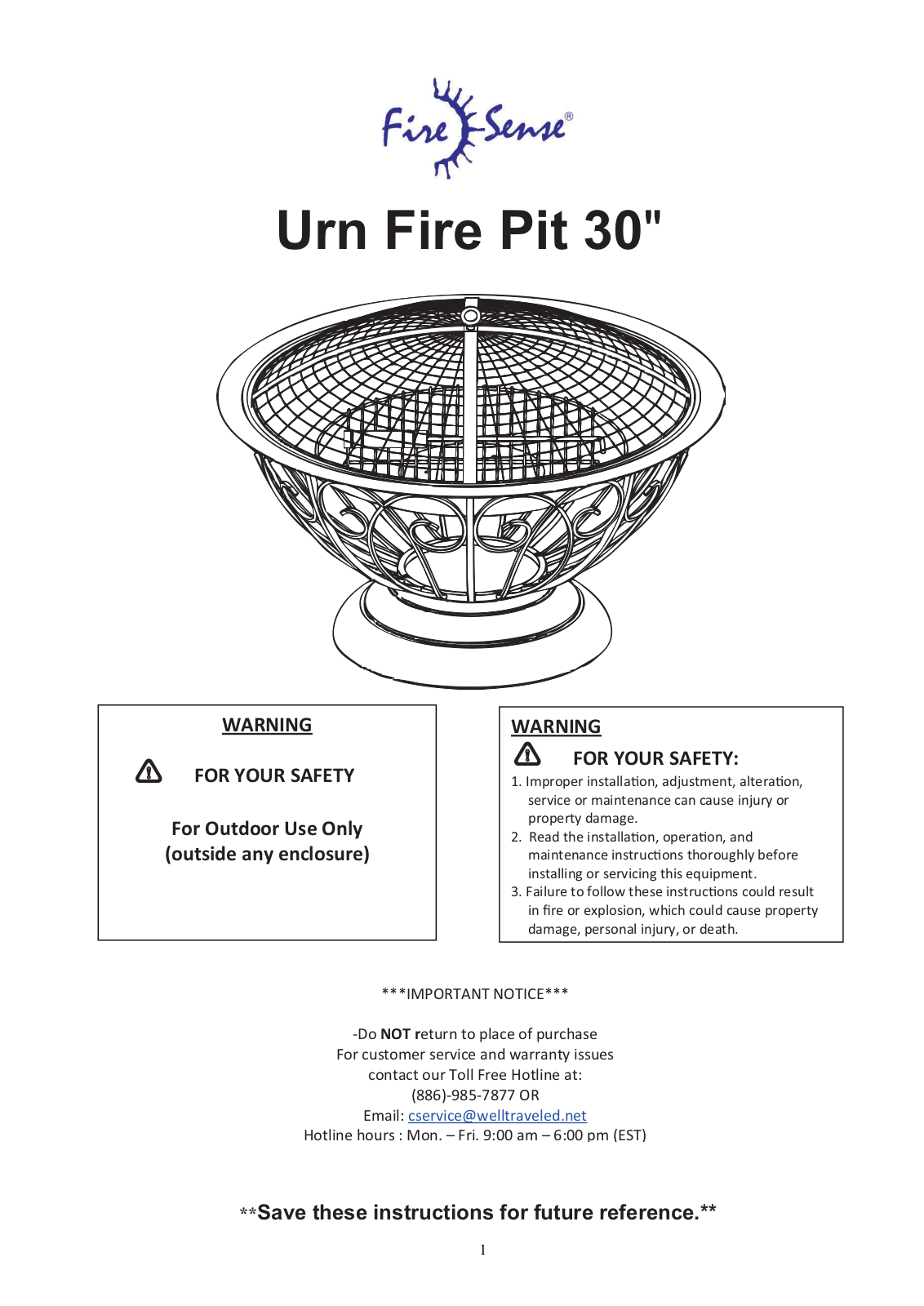 Well Traveled Living FirrSense Urn, FirrSense 02119 User Manual