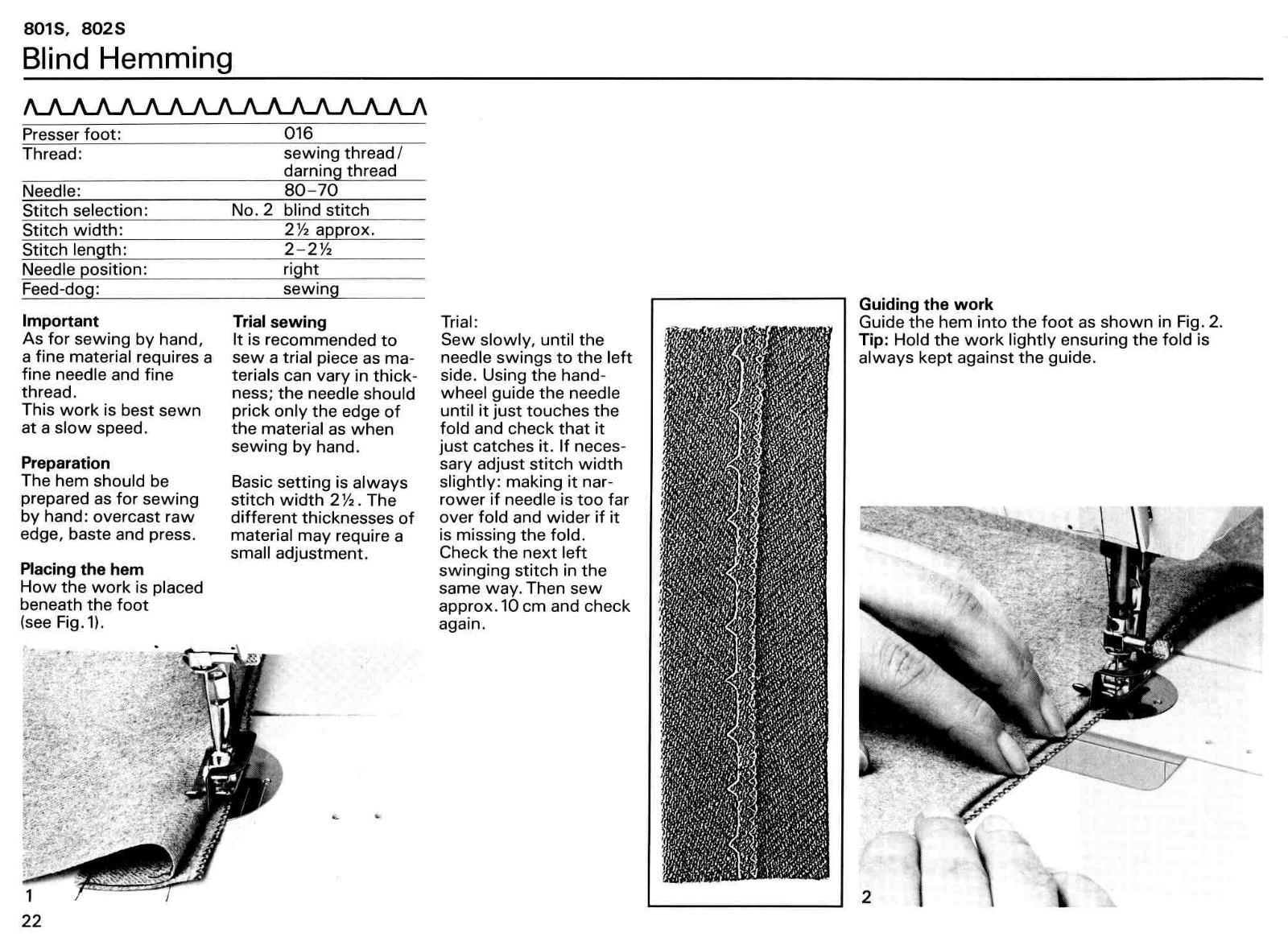 Bernina 801 SPORT PART 1 User Manual