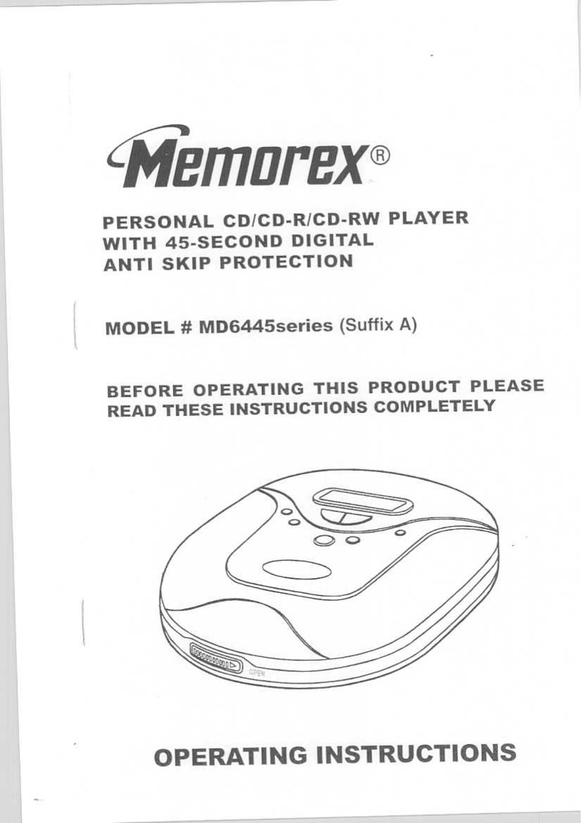 Memorex MD6445, MD6445CP User's Guide