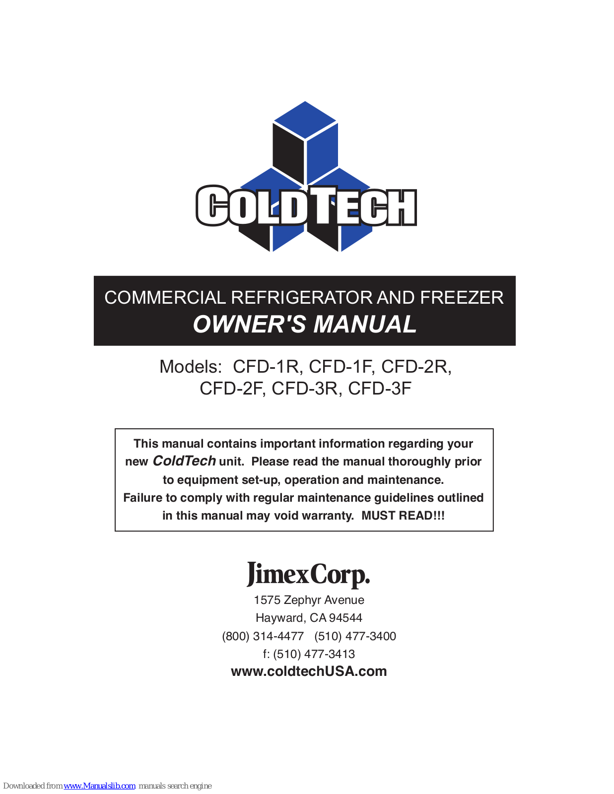 ColdTech CFD-2F, CFD-3F, CFD-2R, CFD-3R, FD-1R Owner's Manual