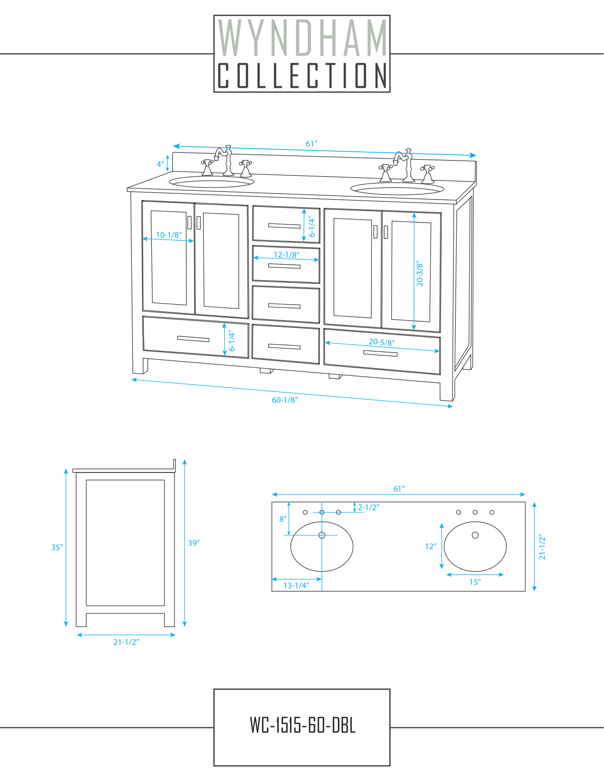 Wyndham Collection WCA151560WHCWMI2DB Specifications