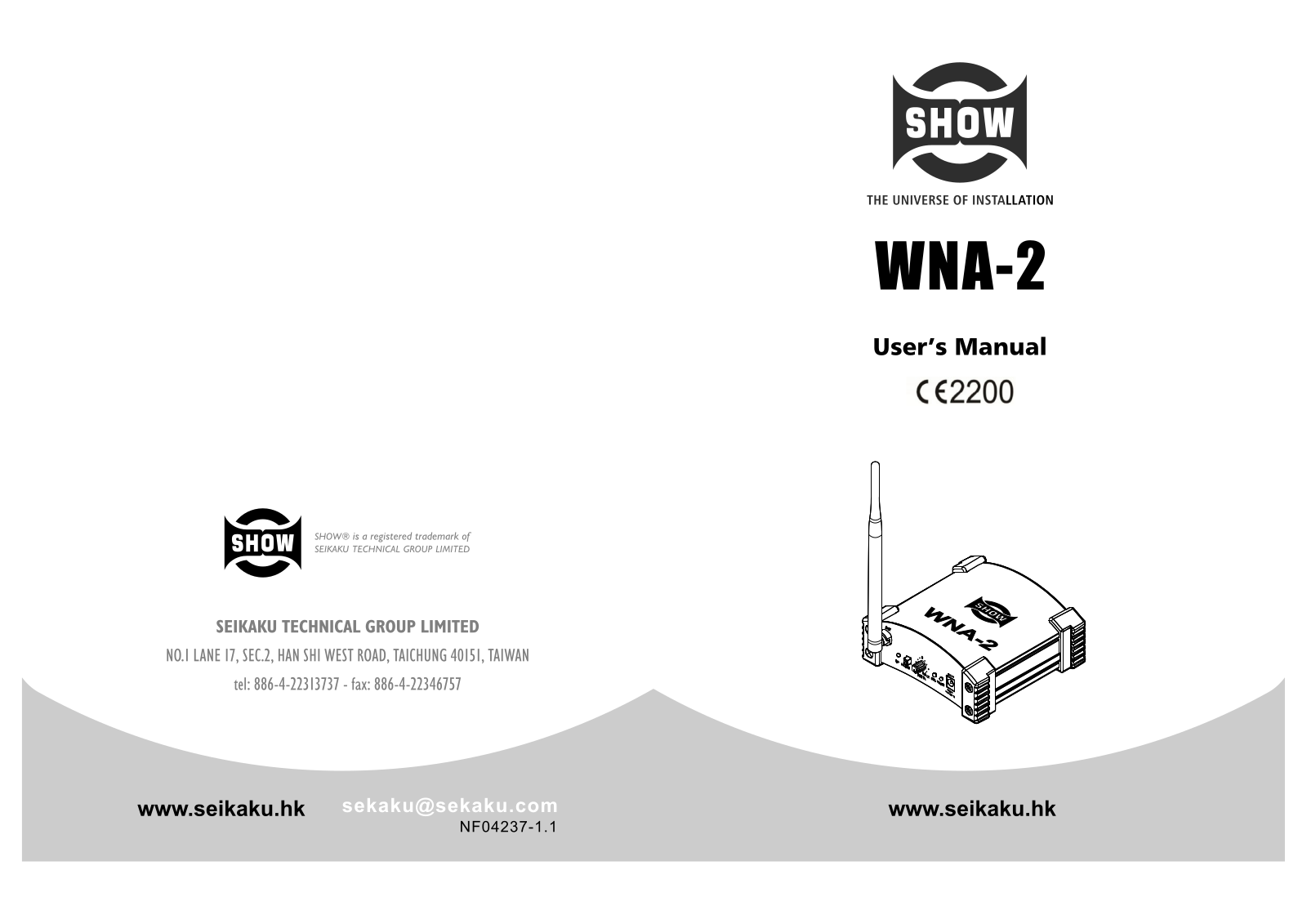 SEIKAKU TECHNICAL GROUP WNA 2 User Manual