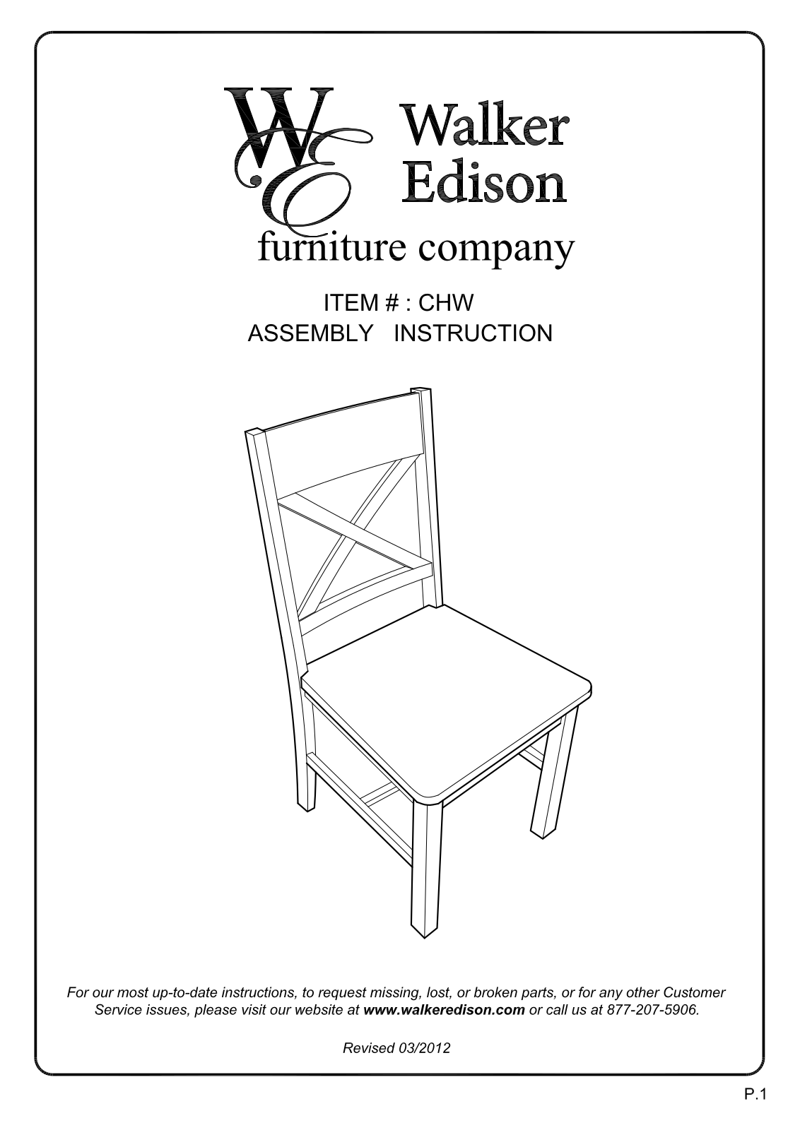 Walker Edison Furniture CHW chair User Manual