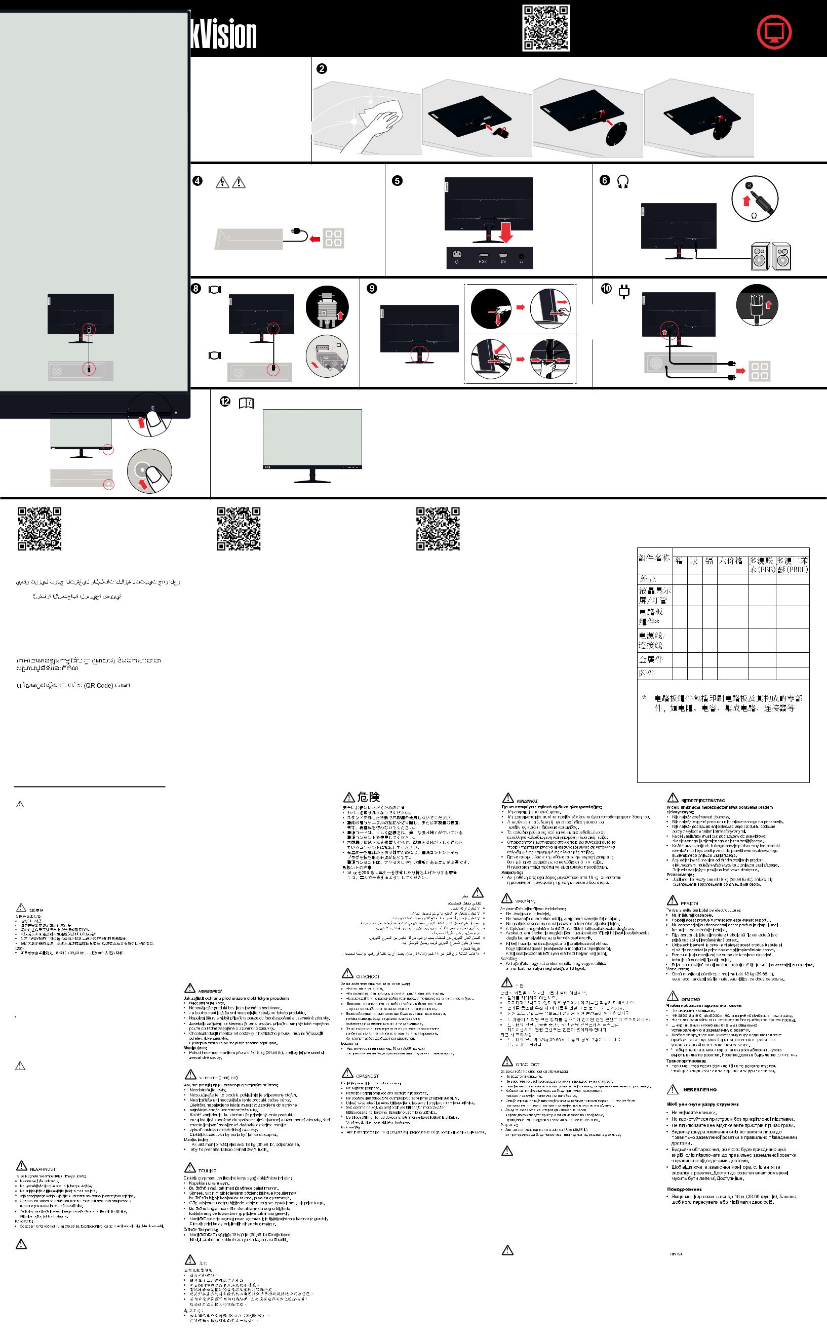 Lenovo ThinkVision S22e-19 Quick Start Guide