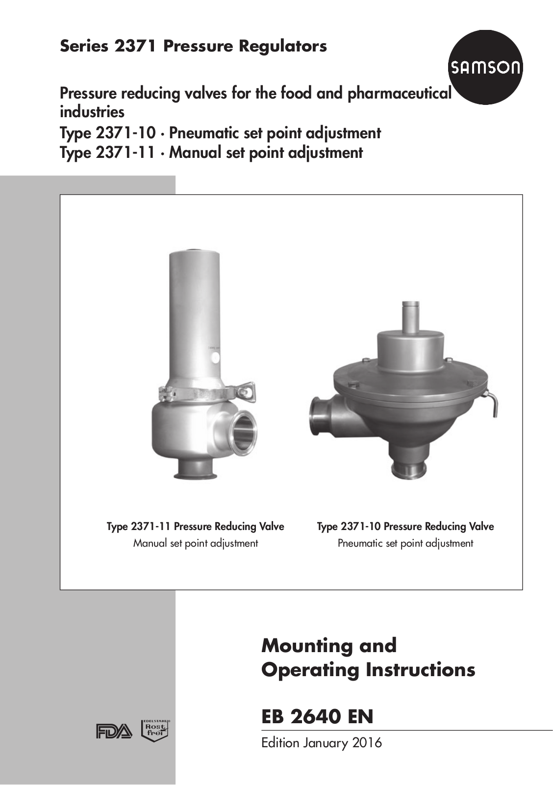 Samson 2371-10, 2371-11, 2371 Series Mounting And Operating Instructions