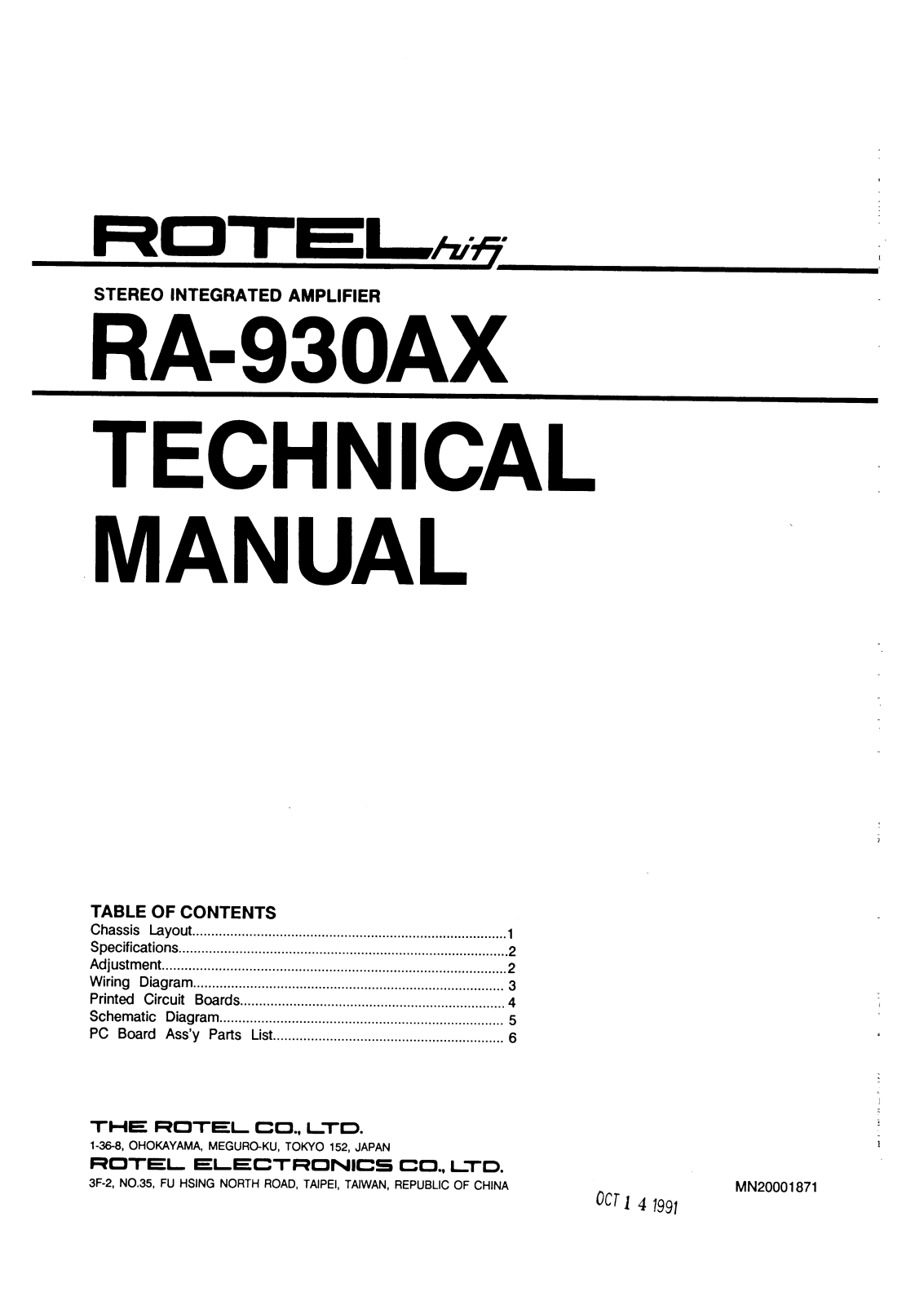 Rotel RA-930-AX Service manual