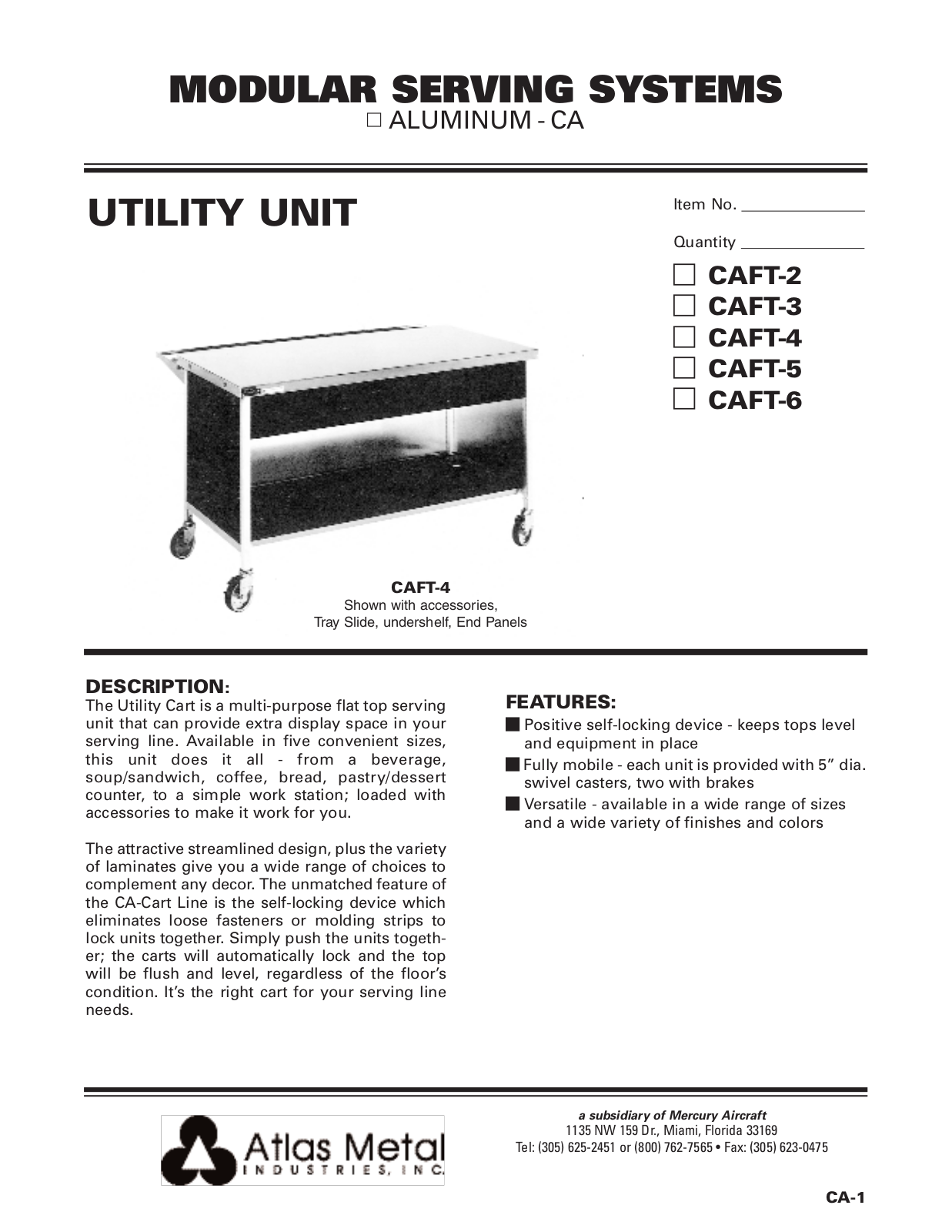 Atlas Metal CAFT-3 User Manual