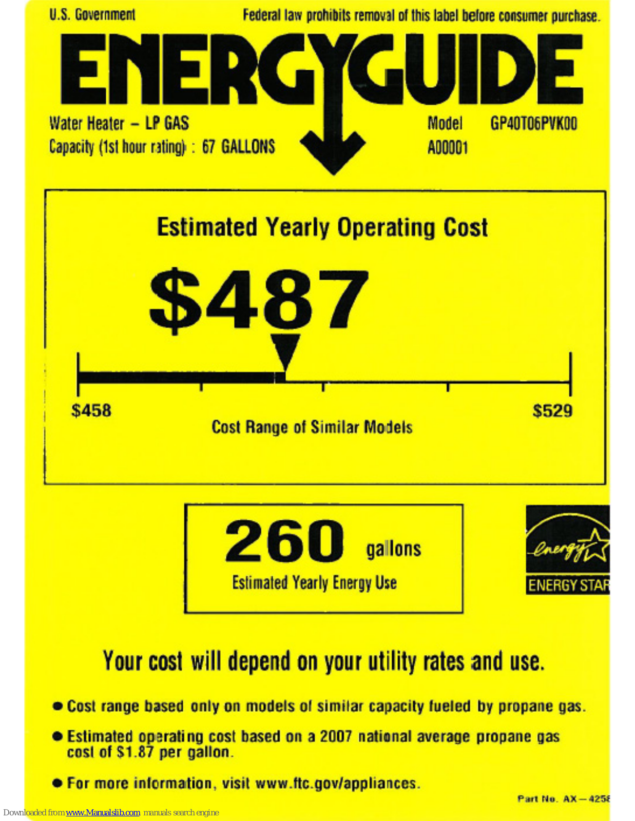 GE GP40T06PVK, GP40T06PVK00 Energy Manual