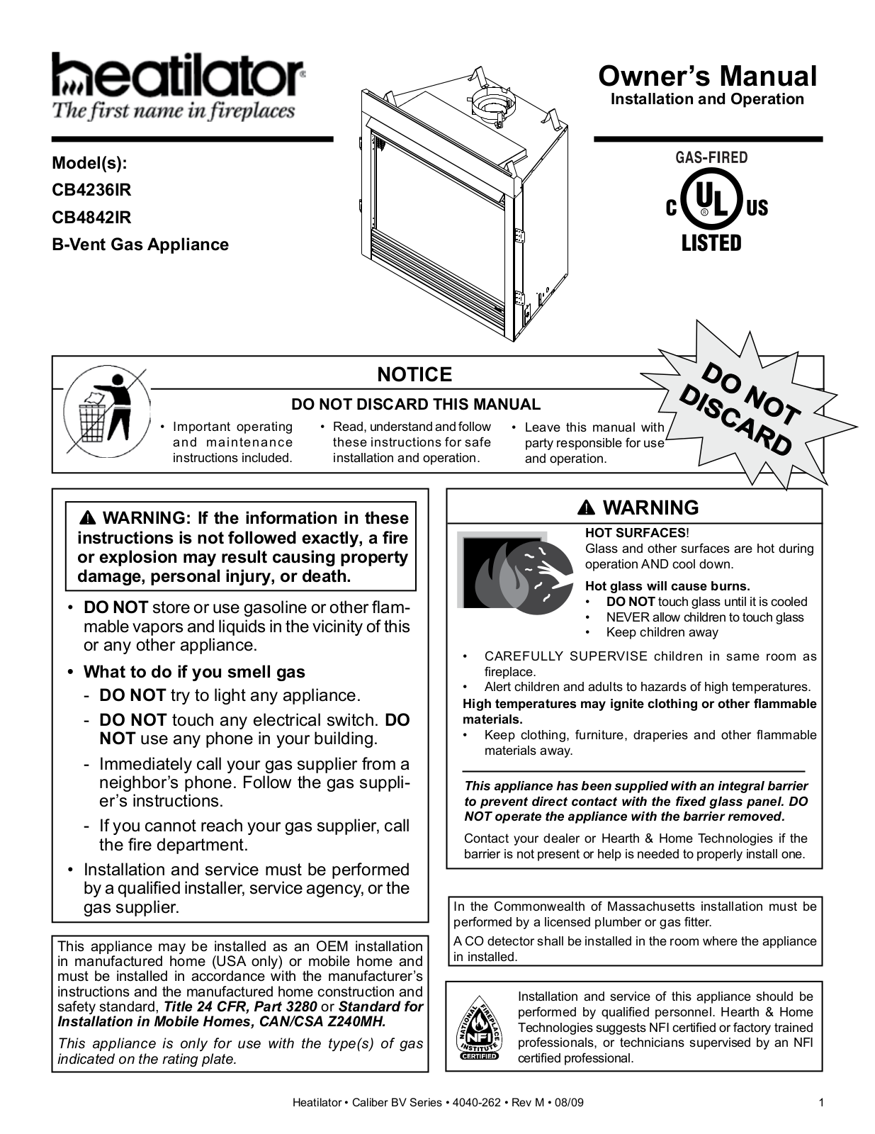 Heatiator CB4236IR, CB4842IR User Manual