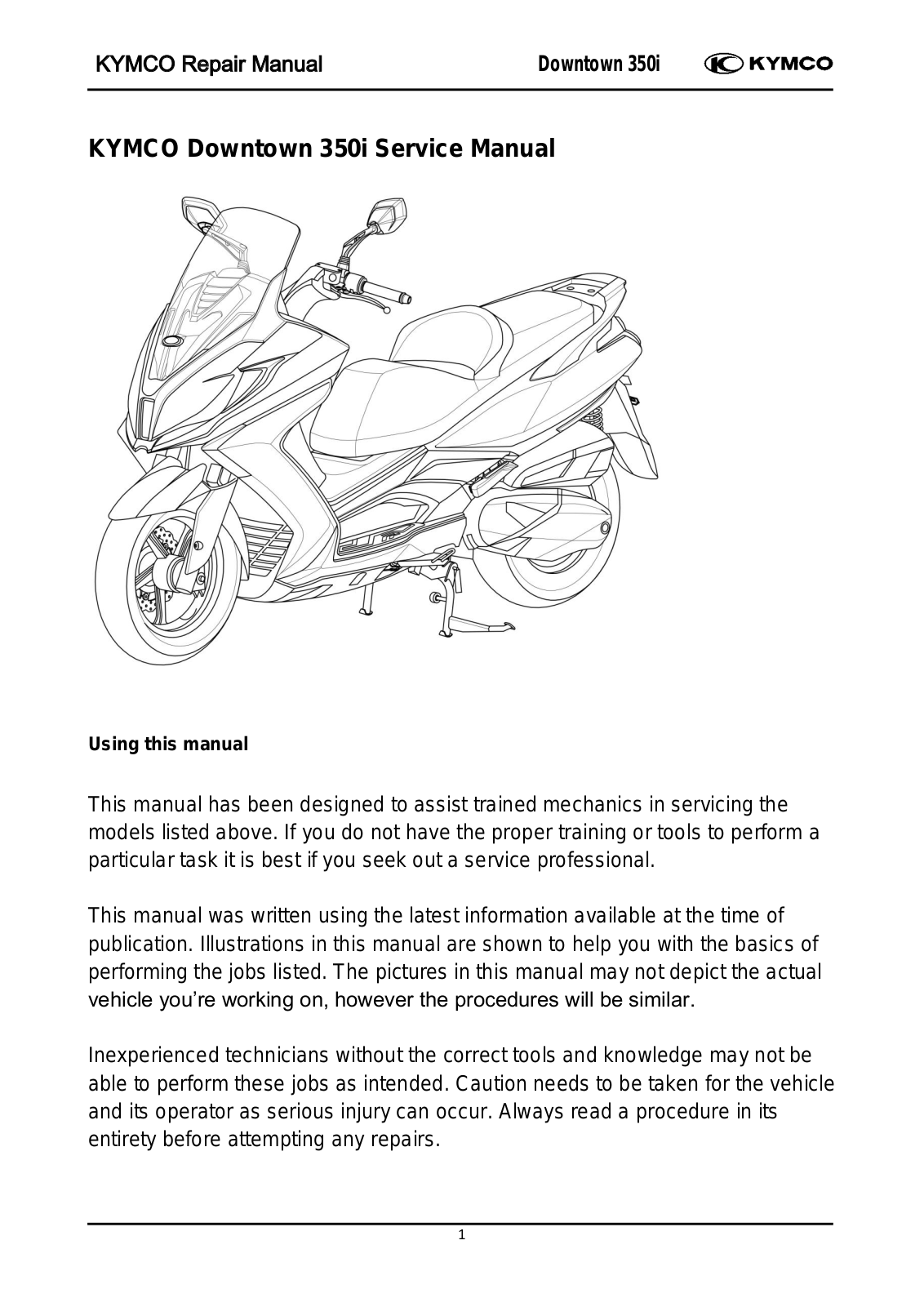 Kymco Downtown 350i Service Manual