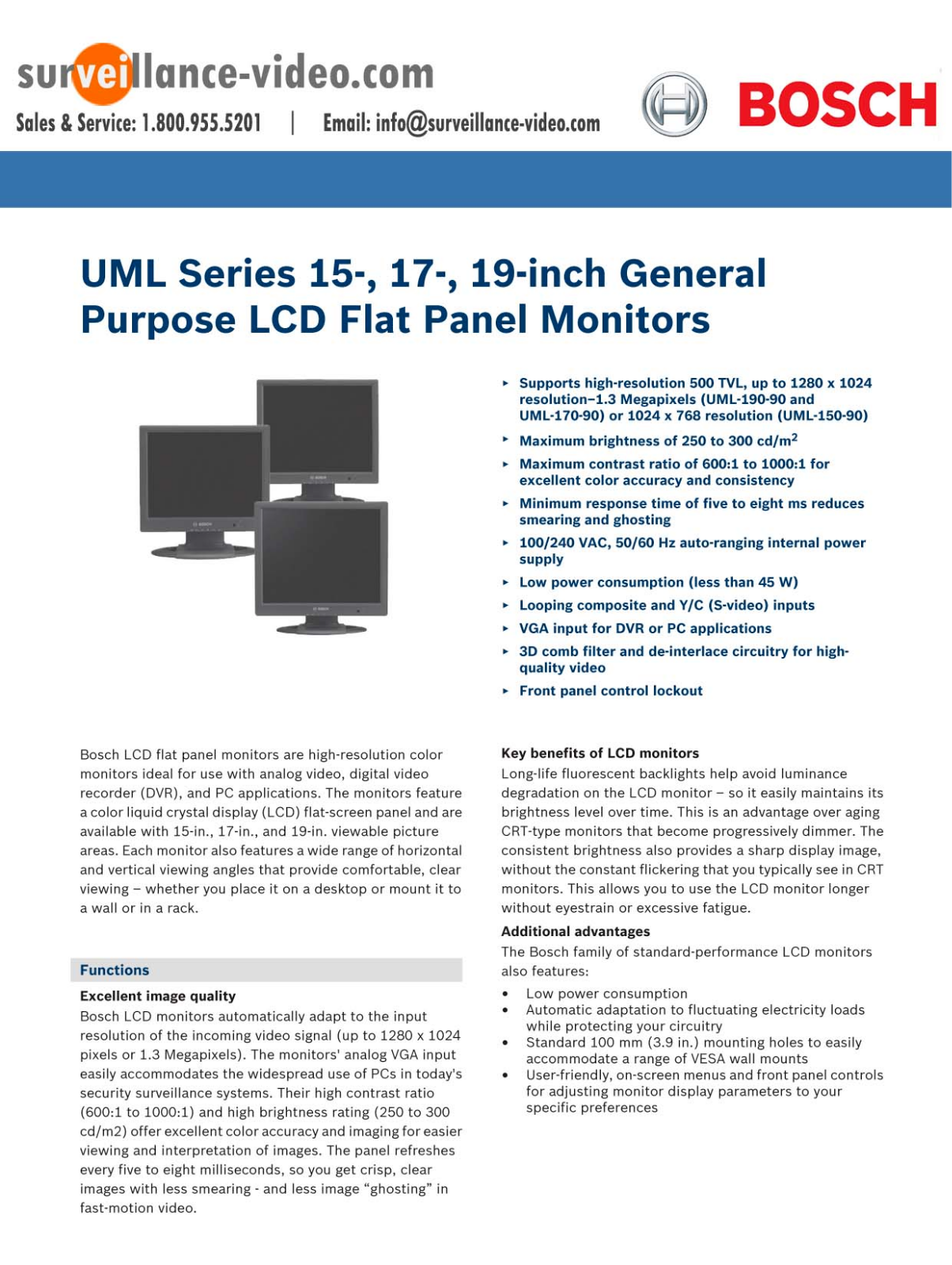 Bosch UML-202-90, UML-172-90, UML-192-90 Specsheet