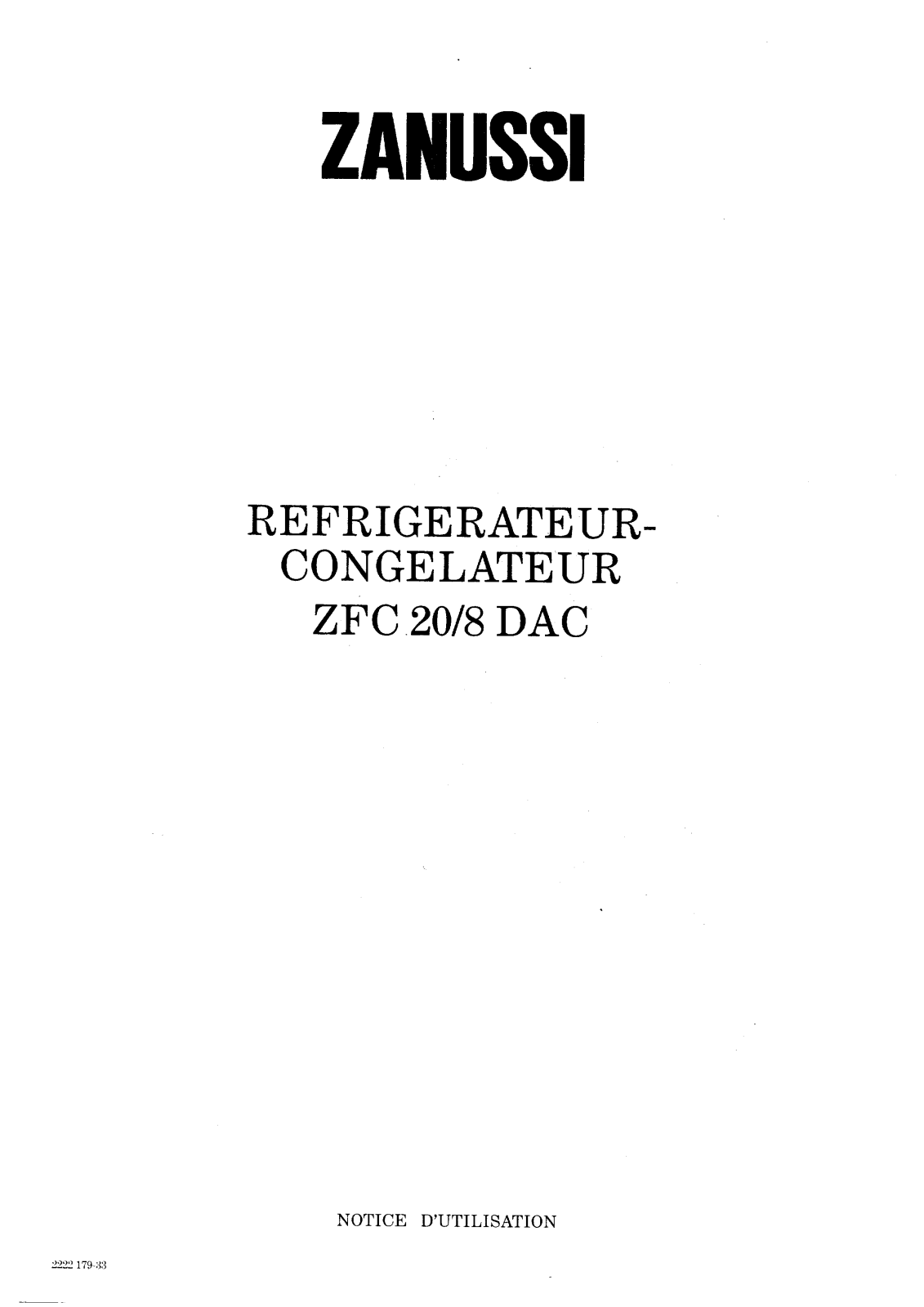 Zanussi ZFC20/8DAC Instructions Manual