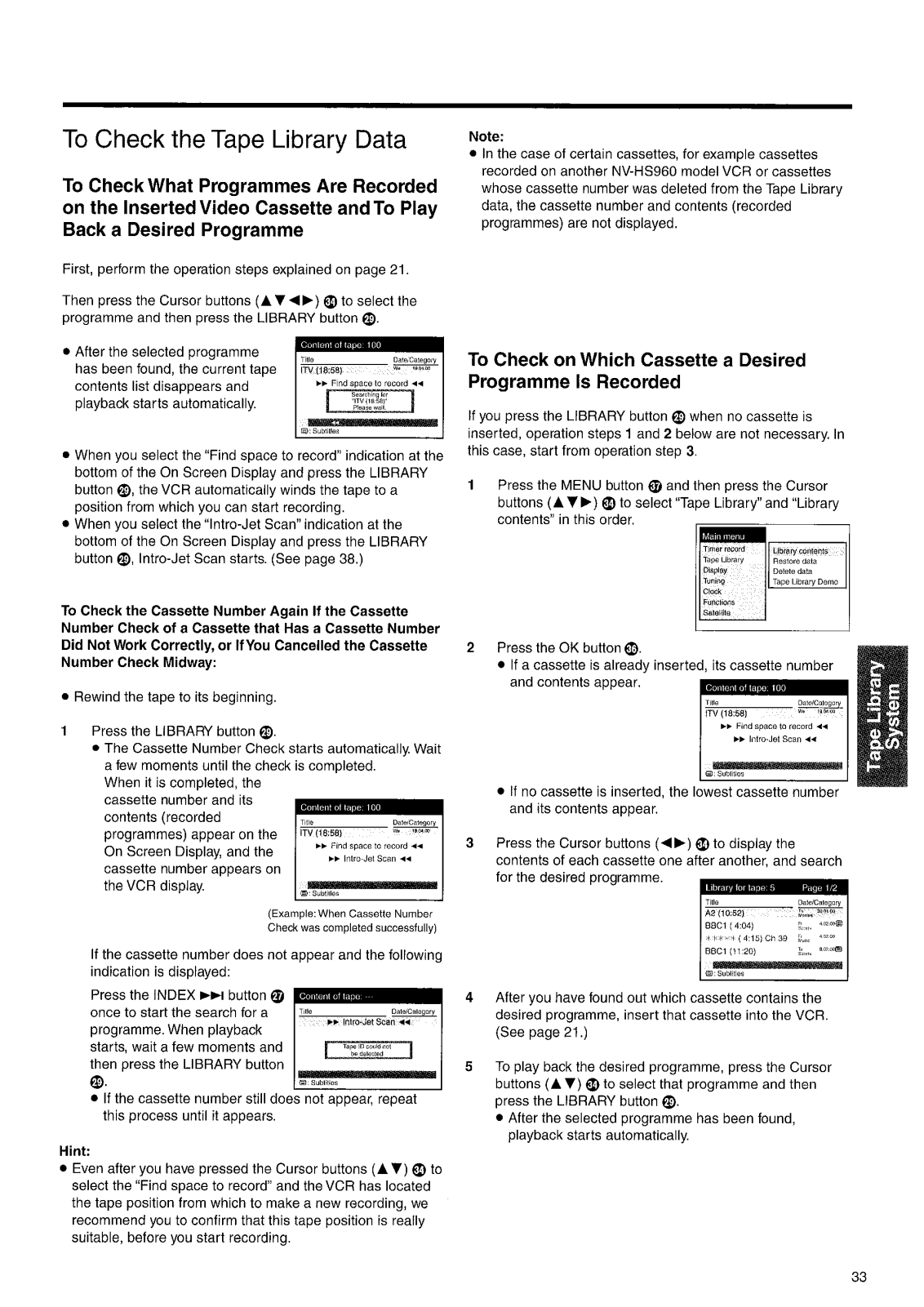 Panasonic NV-HS960B User Manual