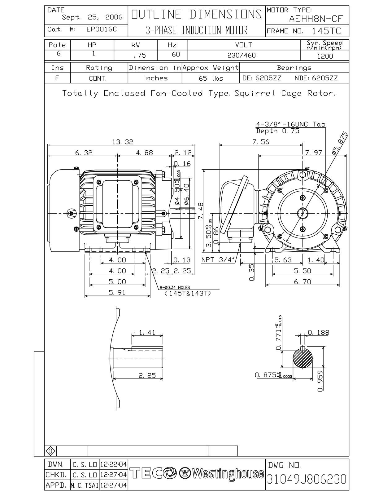 Teco EP0016C Reference Drawing