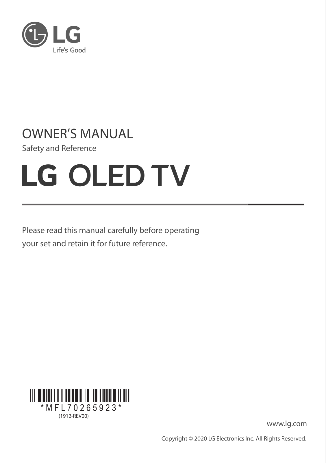 LG OLED65CXPTA Owner’s Manual