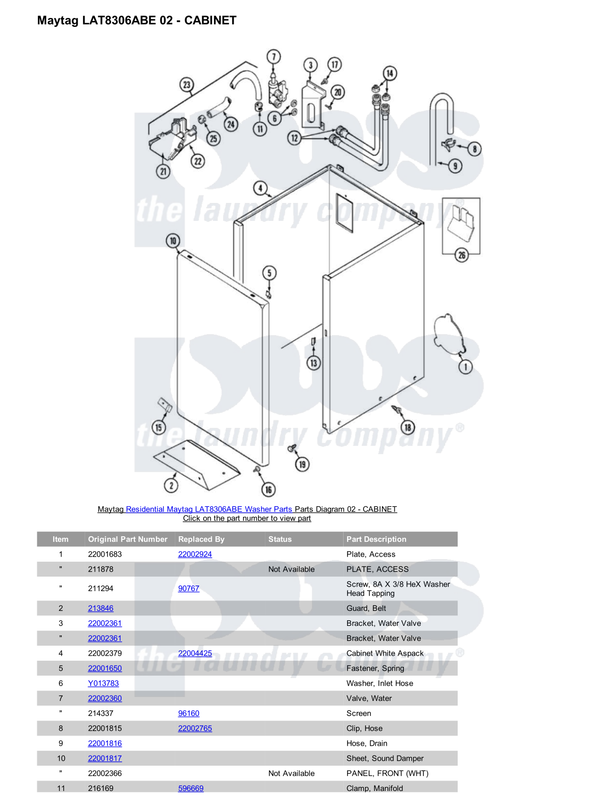 Maytag LAT8306ABE Parts Diagram