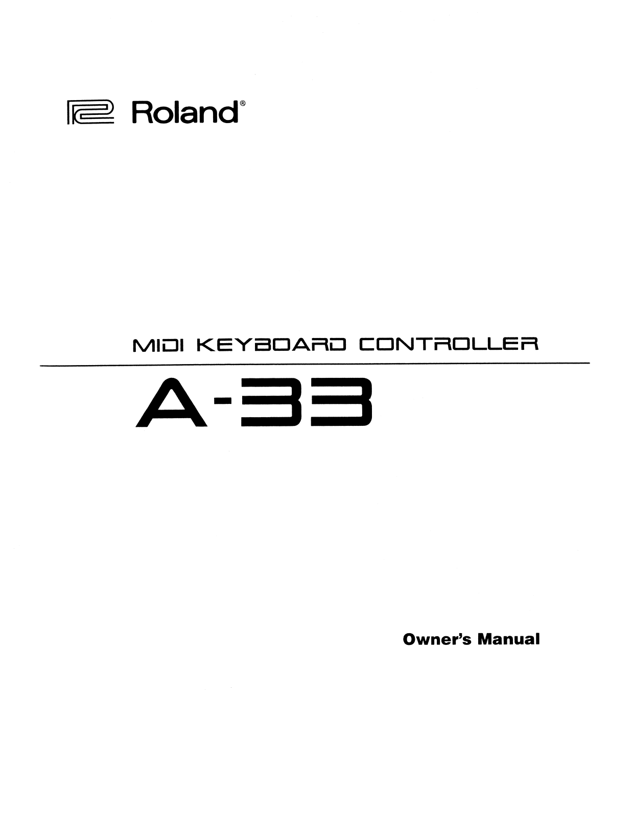 Roland Corporation A-33 Owner's Manual