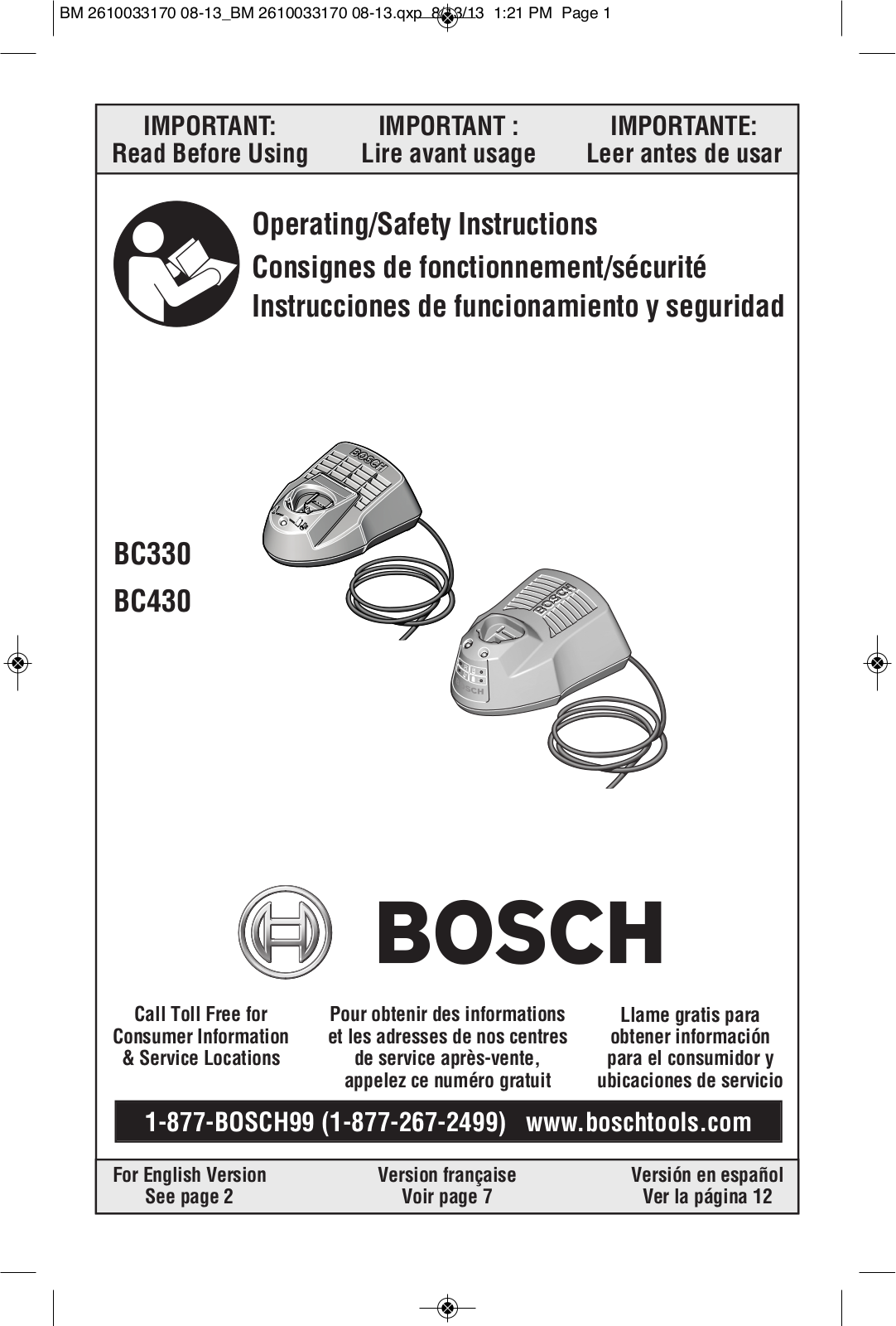 Bosch BC430, BC330 Owner's Manual