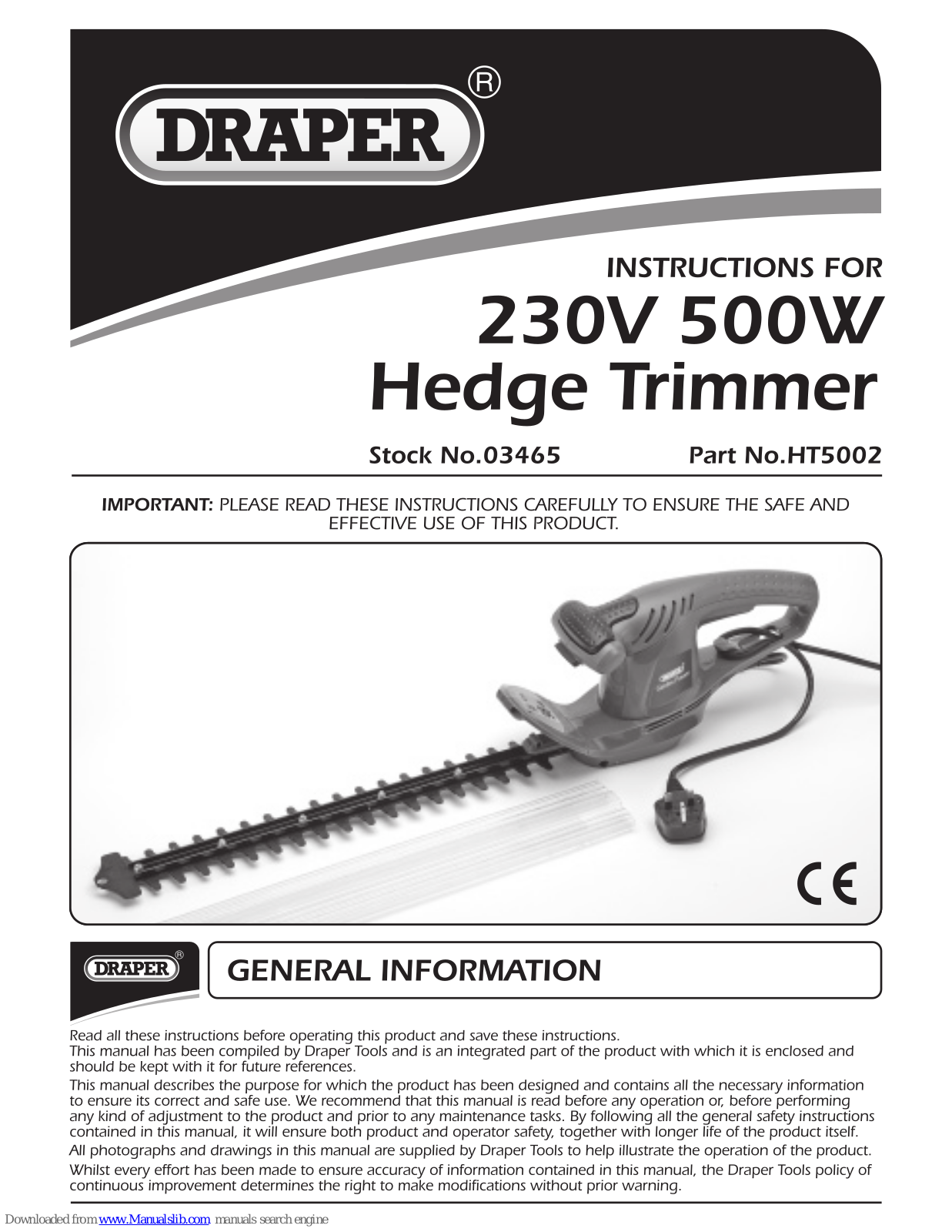 Draper HT5002 Instructions Manual - ManualMachine.com