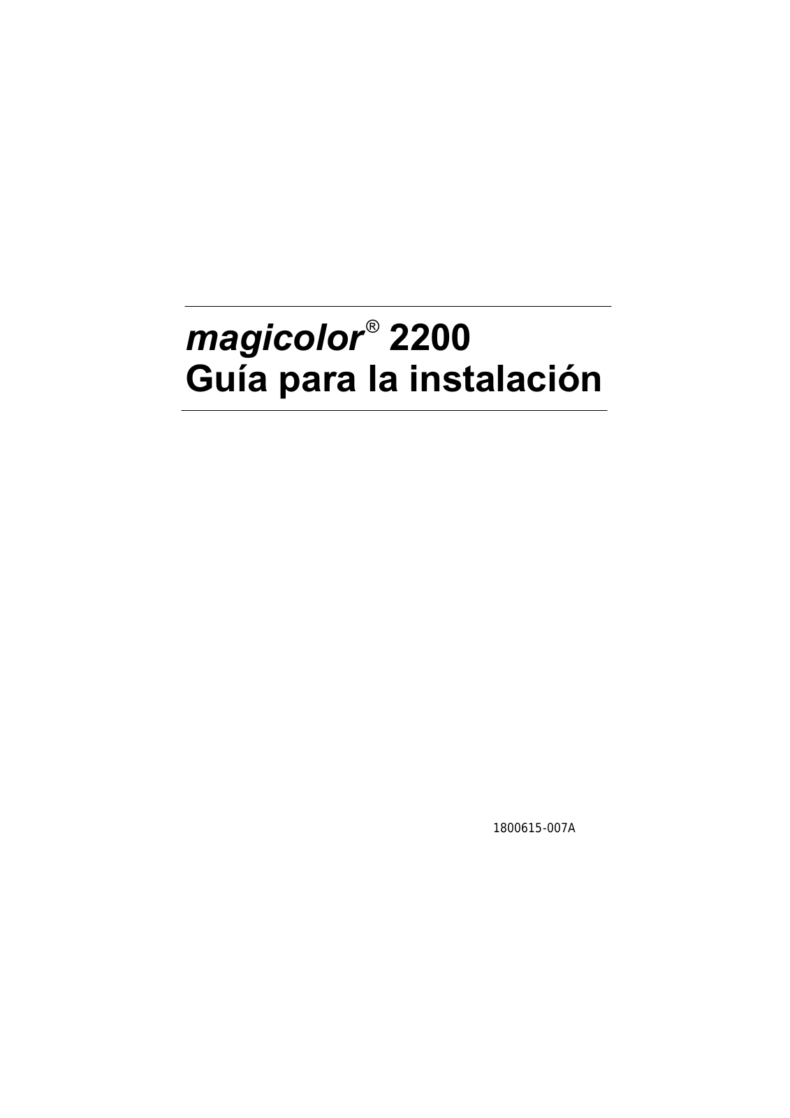 KONICA MINOLTA magicolor 2200 Installation Guide